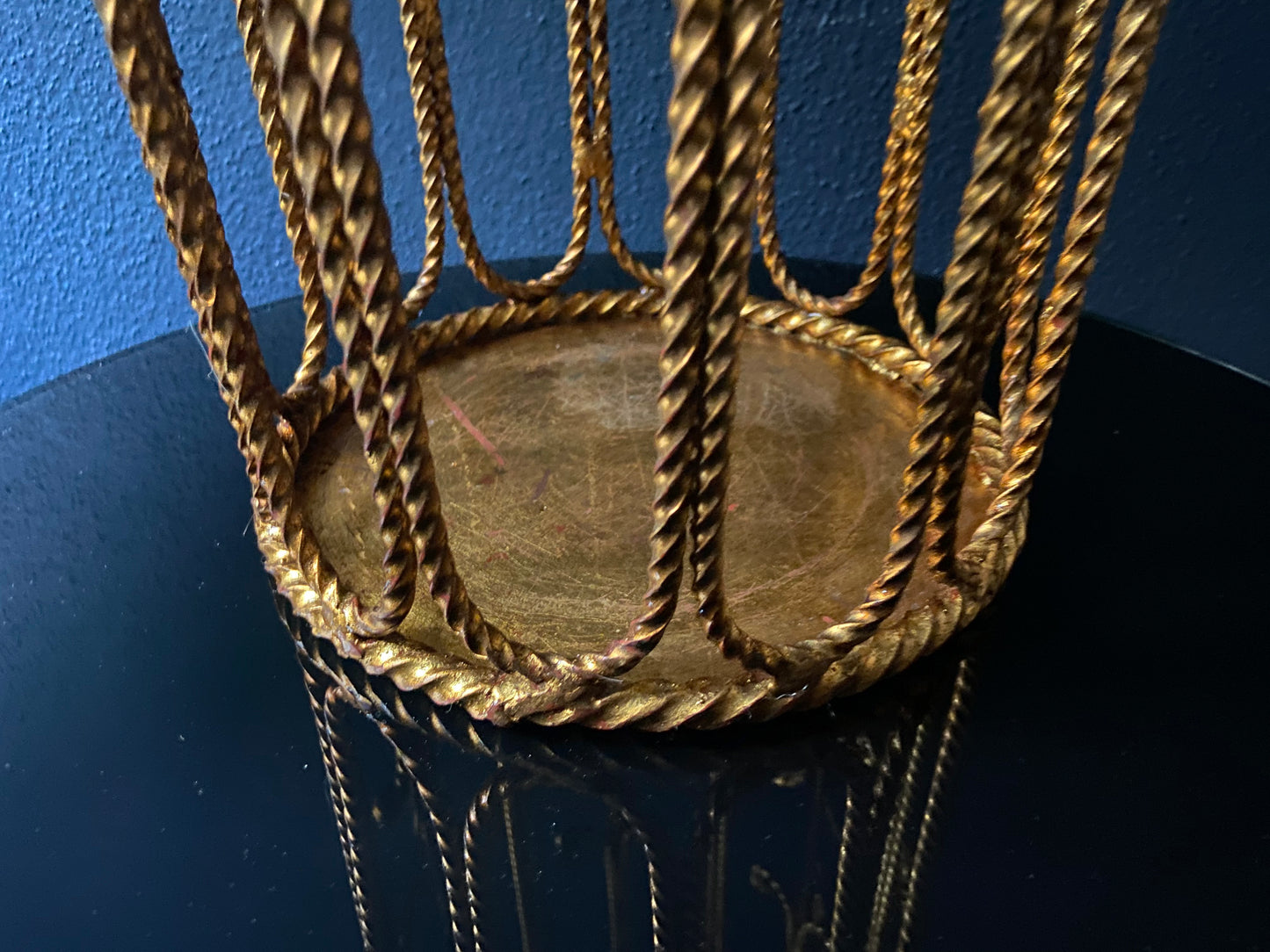1960's Roped Umbrella Stand in Brass with Leaves