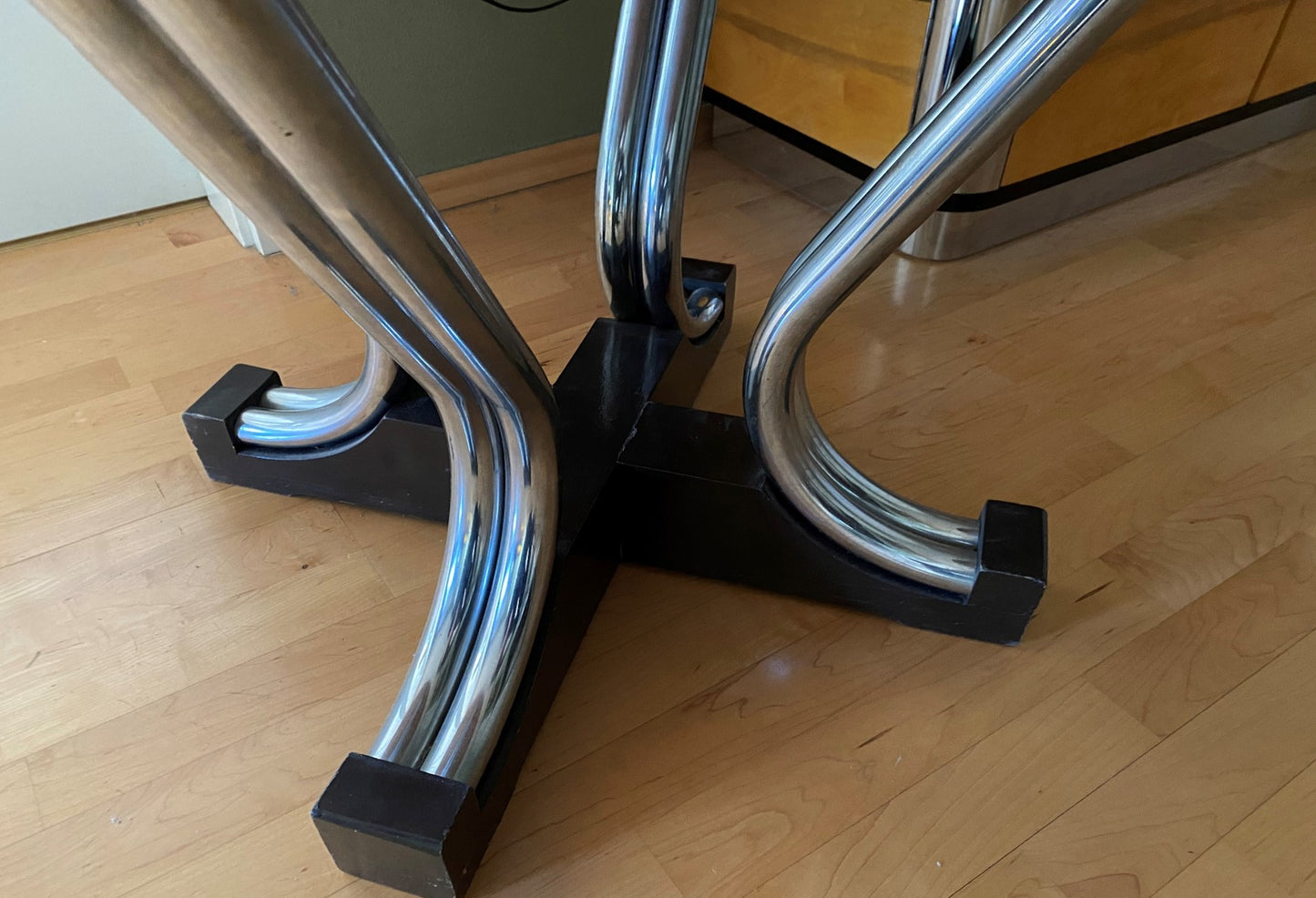 Art Deco Side Table with Yellow Top and Chromed Tube Legs