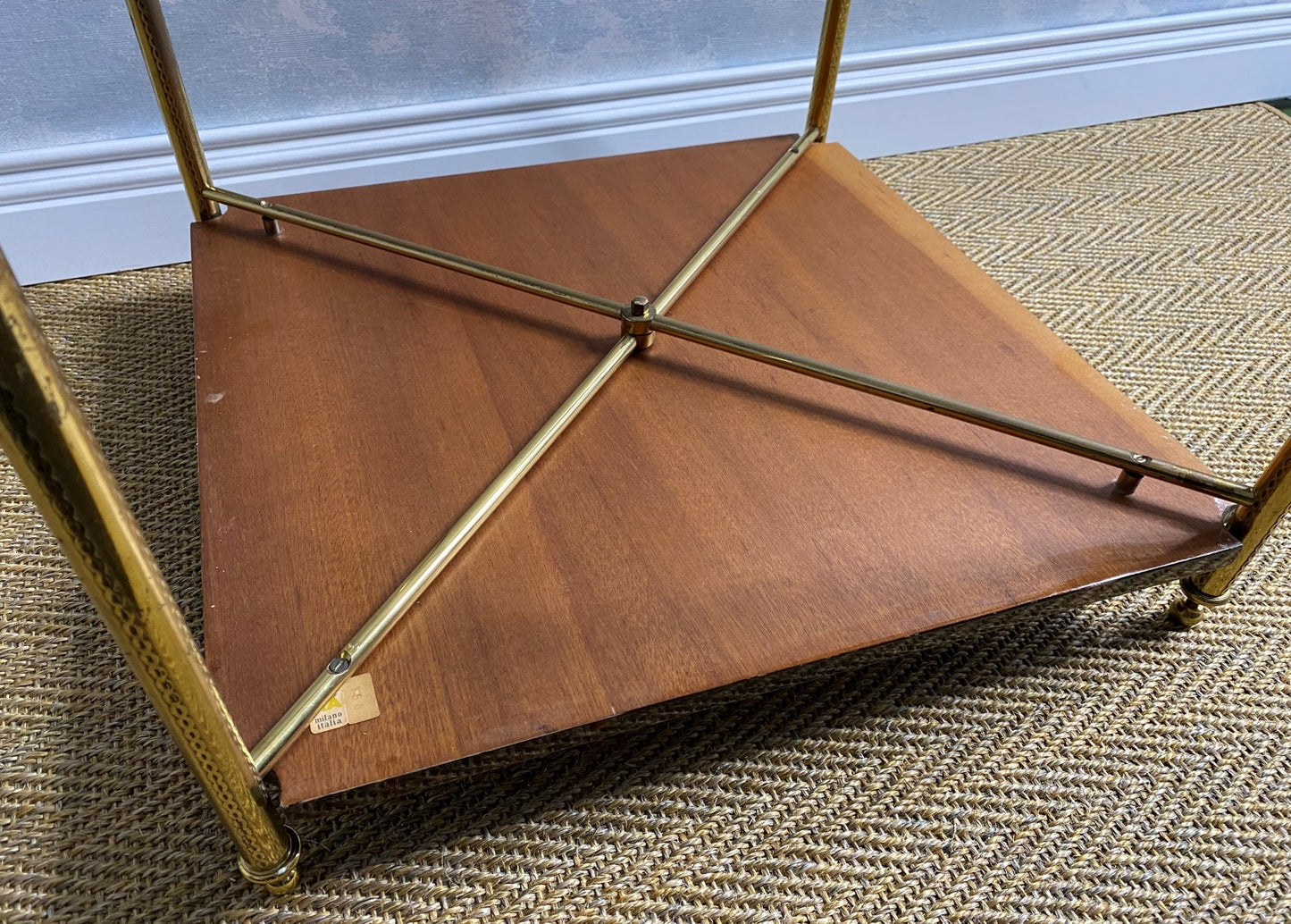 Brown Aldo Tura Side Table Brass Vintage 70s 60s Hollywood Regency coffee table Mid Century