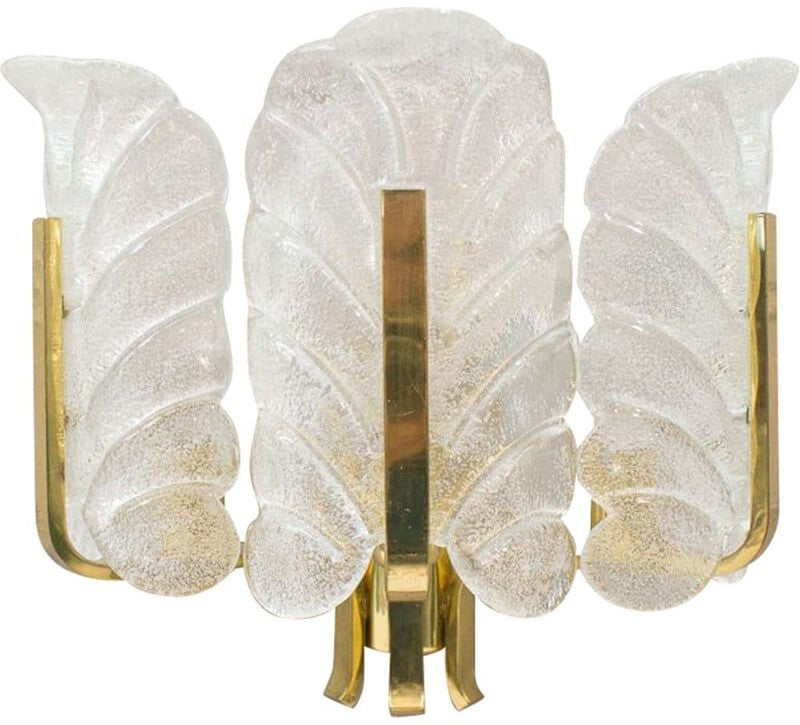 Murano Glass & Brass Chandelier, Sweden 1960s Attri to Fagerlund for Orrefors
