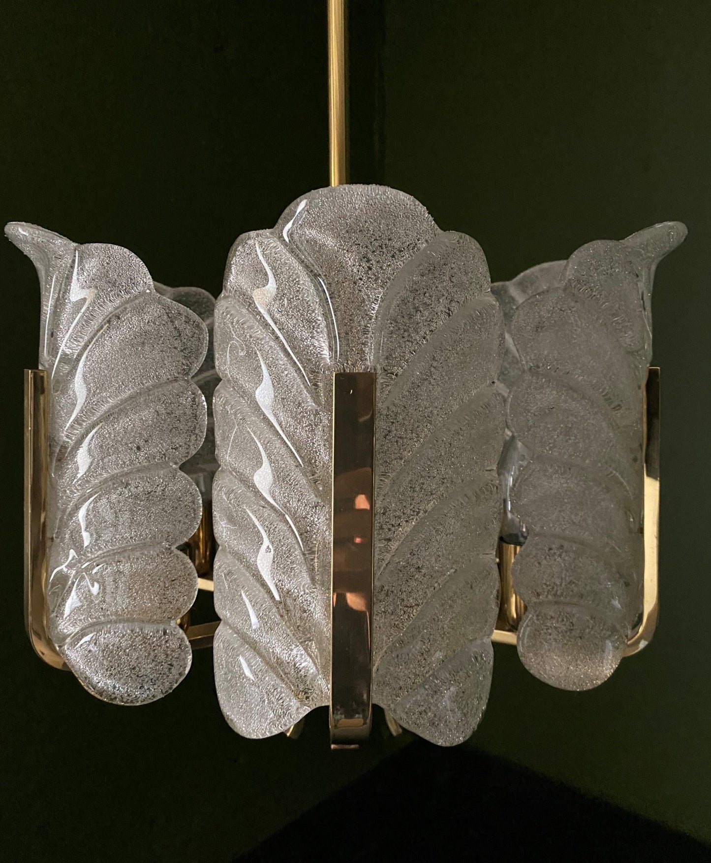 Murano Glass & Brass Chandelier, Sweden 1960s Attri to Fagerlund for Orrefors