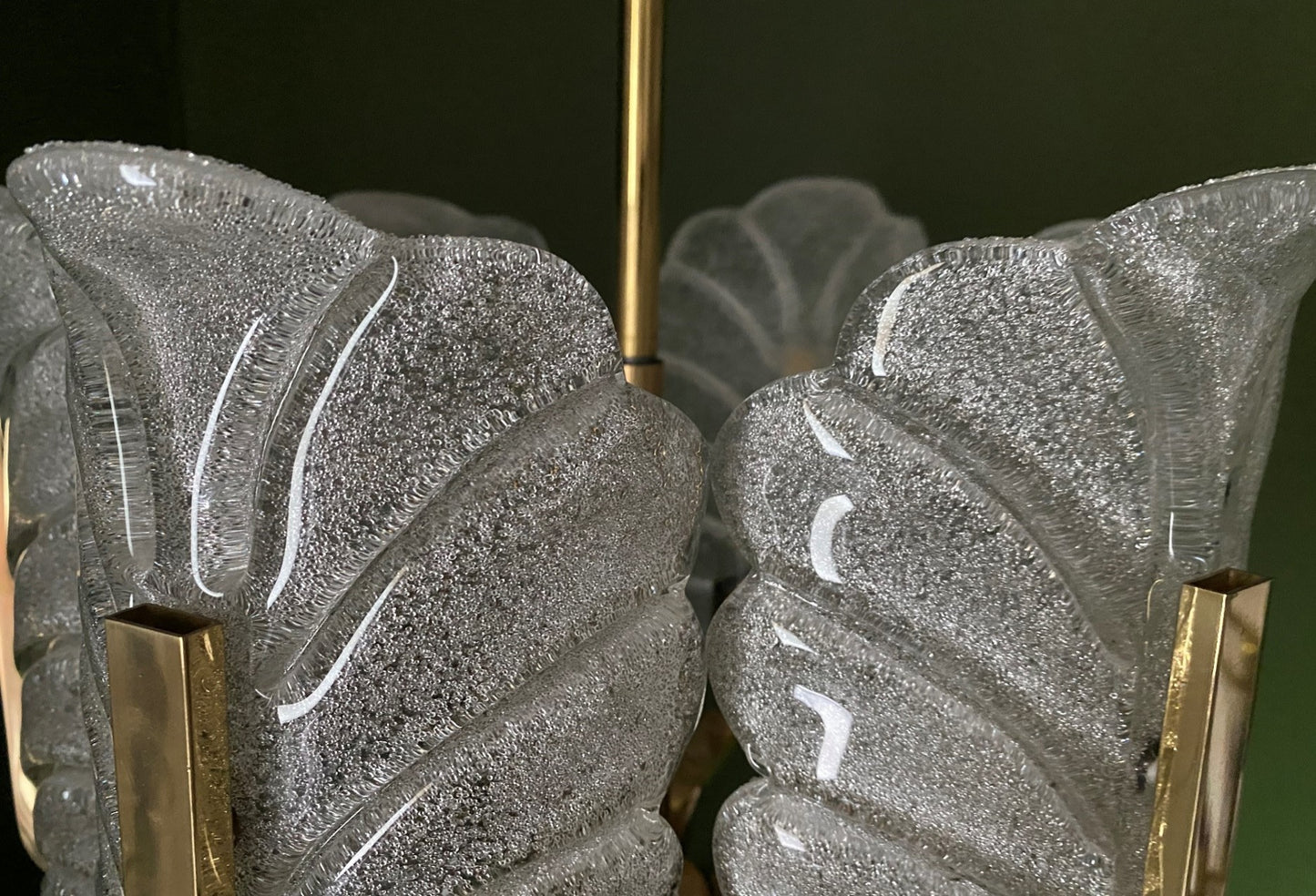 Murano Glass & Brass Chandelier, Sweden 1960s Attri to Fagerlund for Orrefors