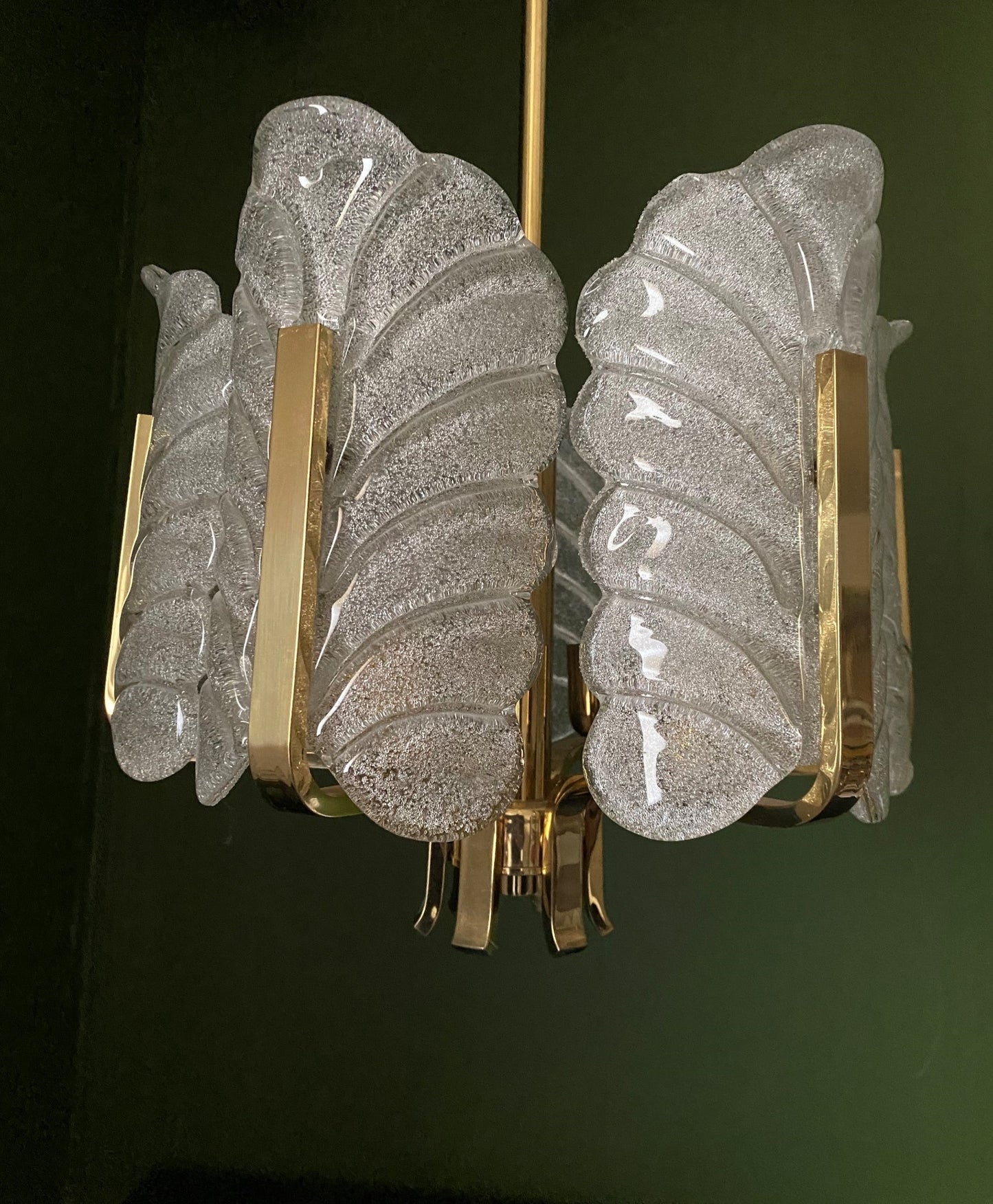 Murano Glass & Brass Chandelier, Sweden 1960s Attri to Fagerlund for Orrefors