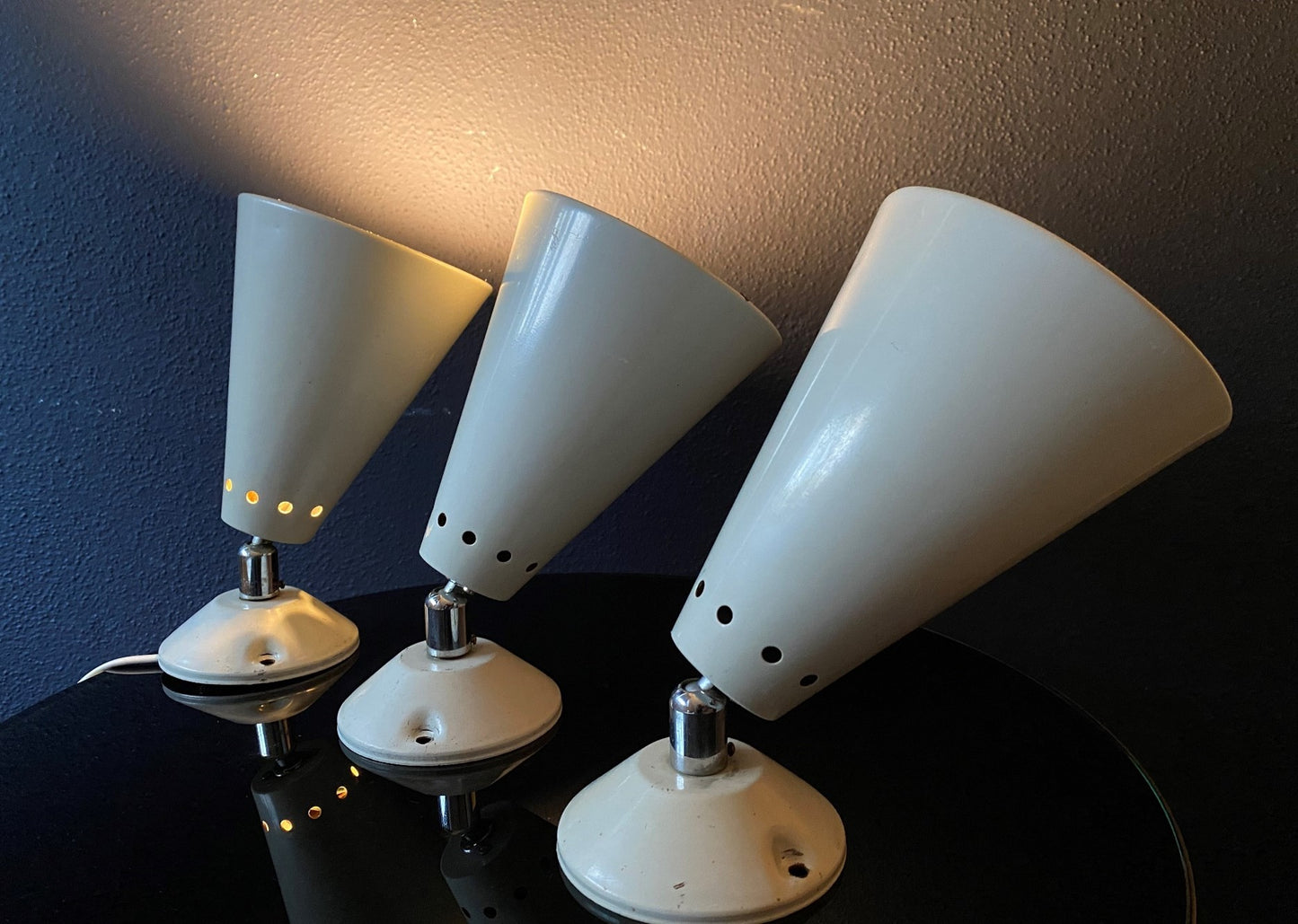 Set of 3 Louis Kalff Studio Spot Lights / Wall Lights / Sconces Mid Century