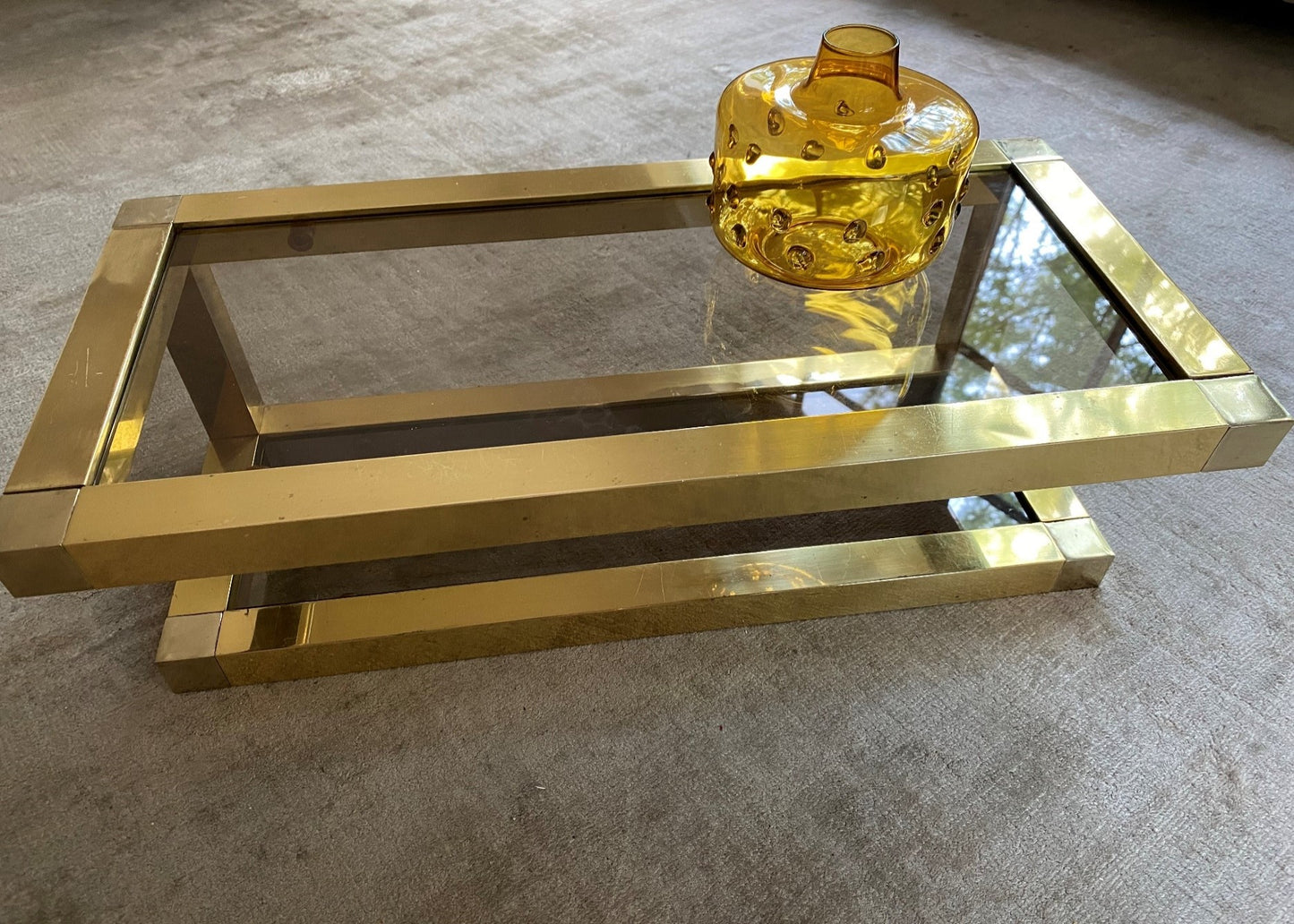 Floating Mirror console Hollywood Regency Brass 70s Mid Century Glamour