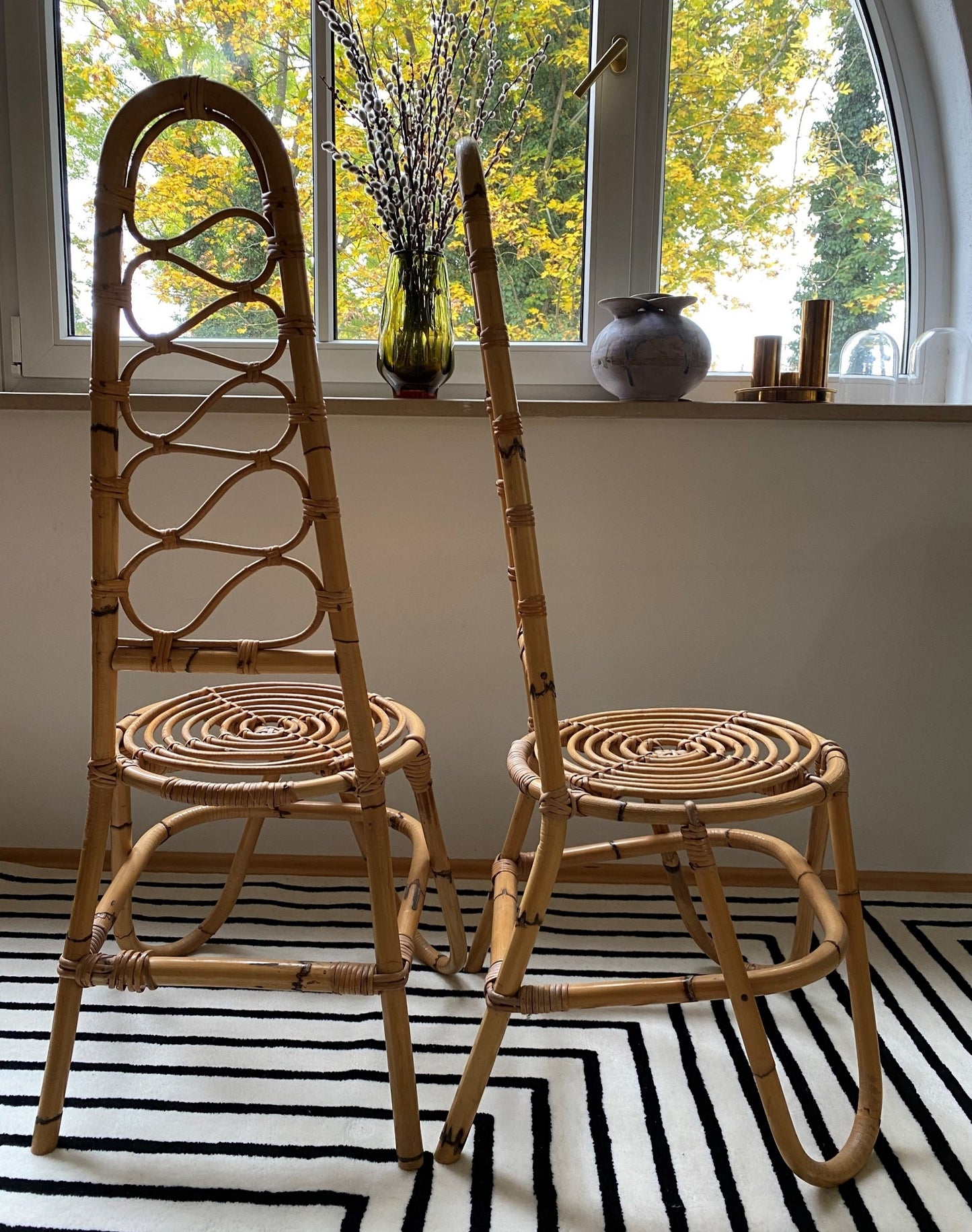Pair Pierantino Bonacina Bamboo Chairs Modernist 60s