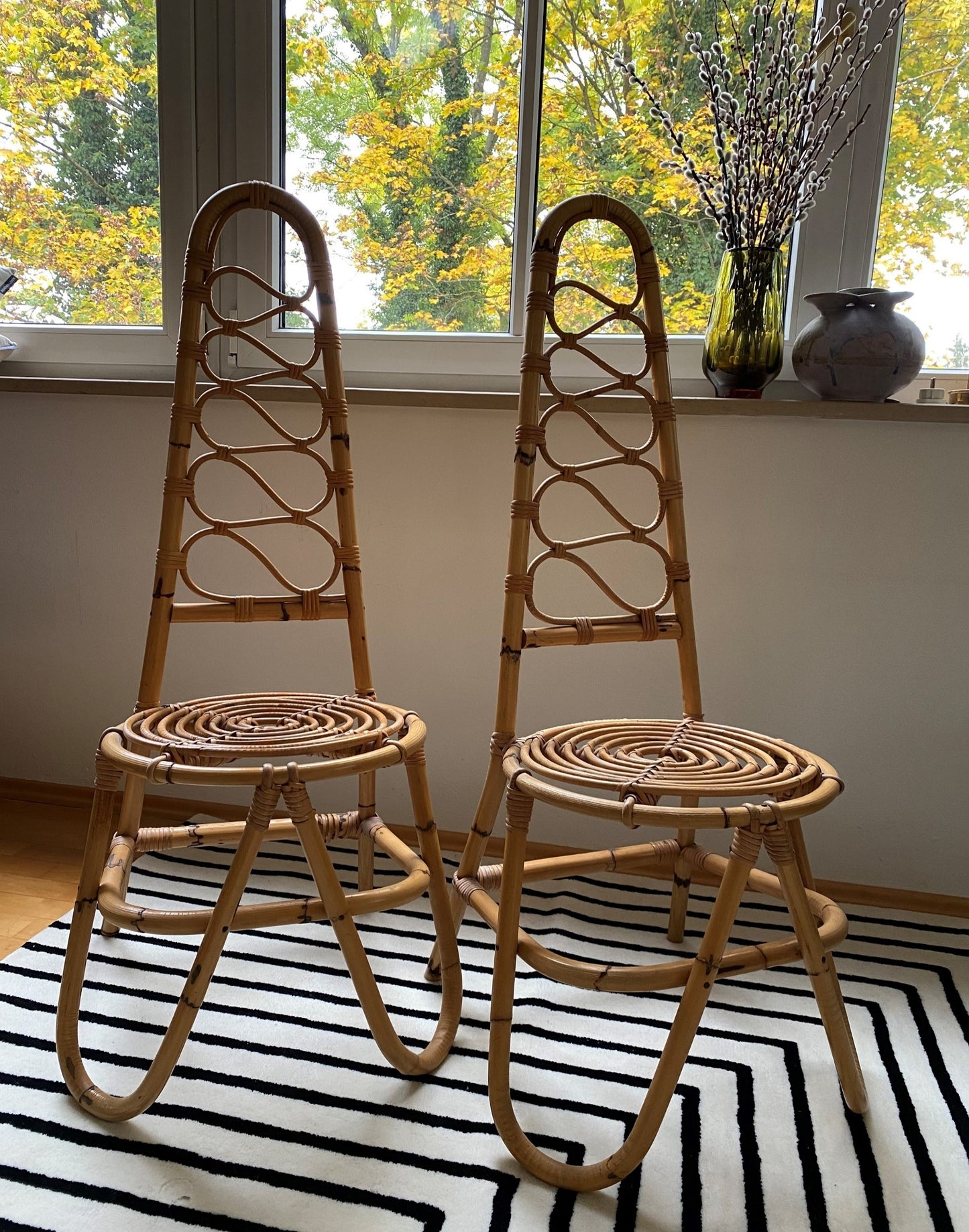 Pair Pierantino Bonacina Bamboo Chairs Modernist 60s