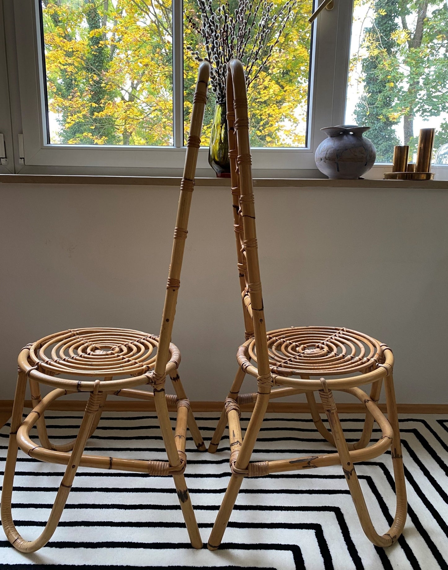 Pair Pierantino Bonacina Bamboo Chairs Modernist 60s
