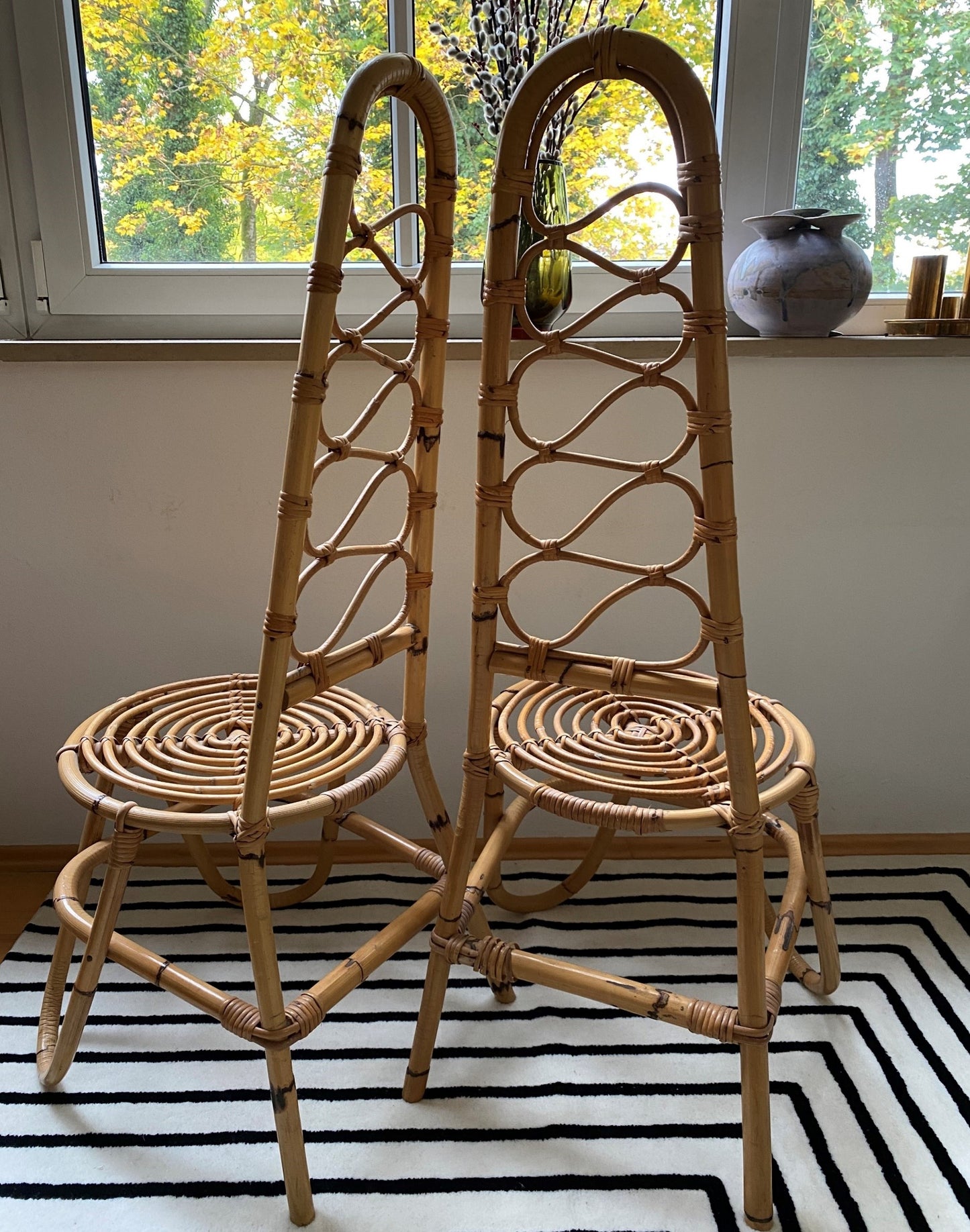 Pair Pierantino Bonacina Bamboo Chairs Modernist 60s