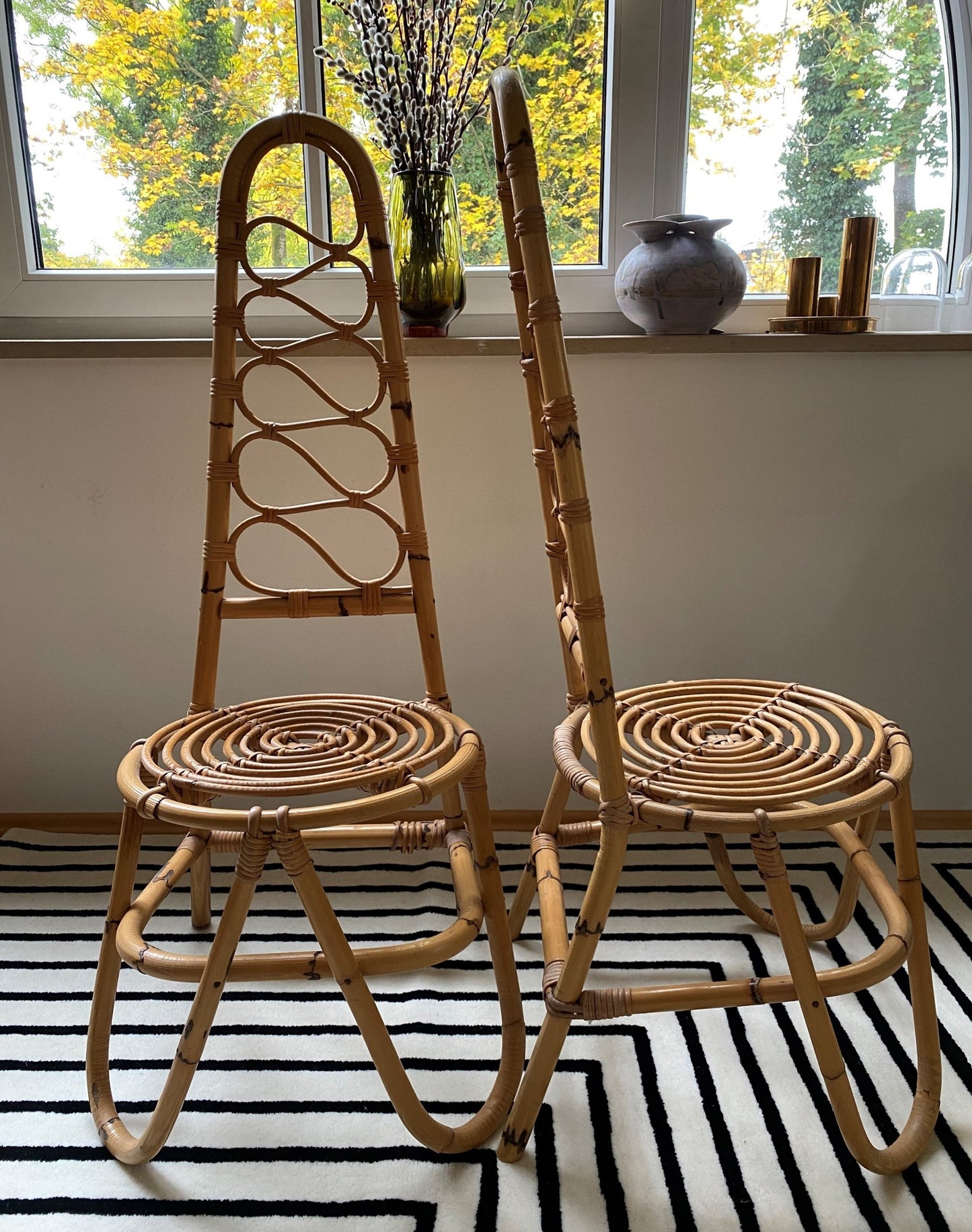 Pair Pierantino Bonacina Bamboo Chairs Modernist 60s