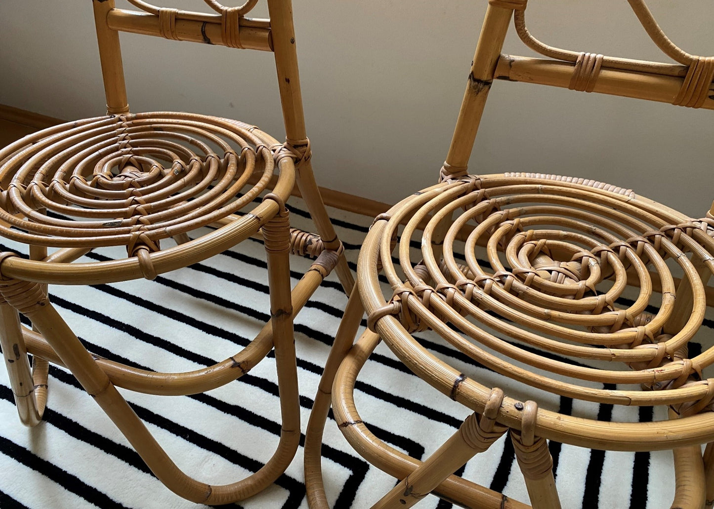 Pair Pierantino Bonacina Bamboo Chairs Modernist 60s