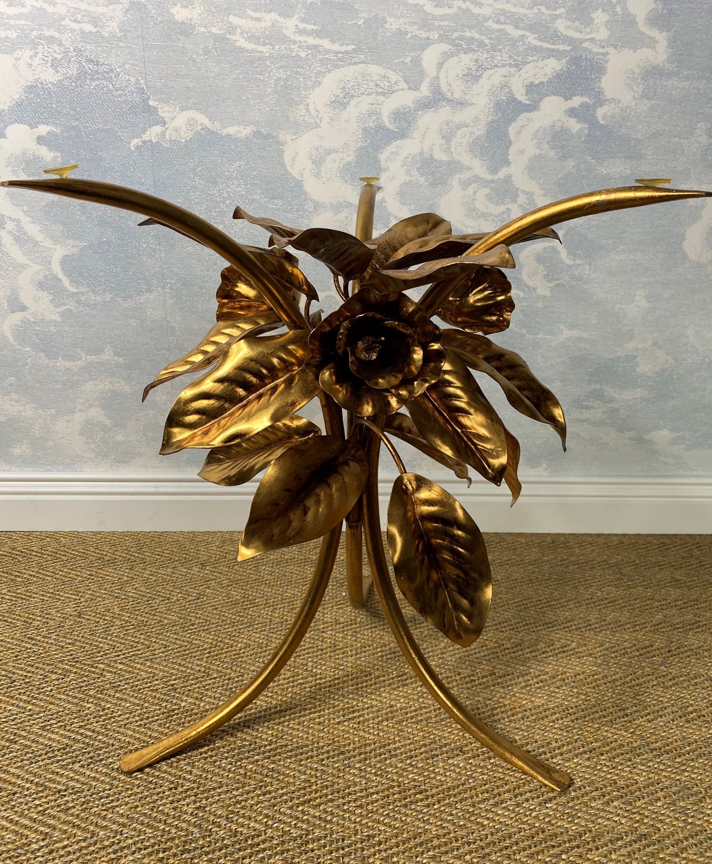 Gilded Hans Kogl Flower Side Table 60s Hollywood Regency