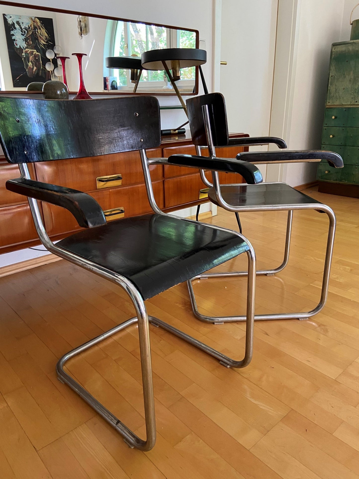 Pair of Original 1930s Tabular Chairs Vichr, Czech Bauhaus