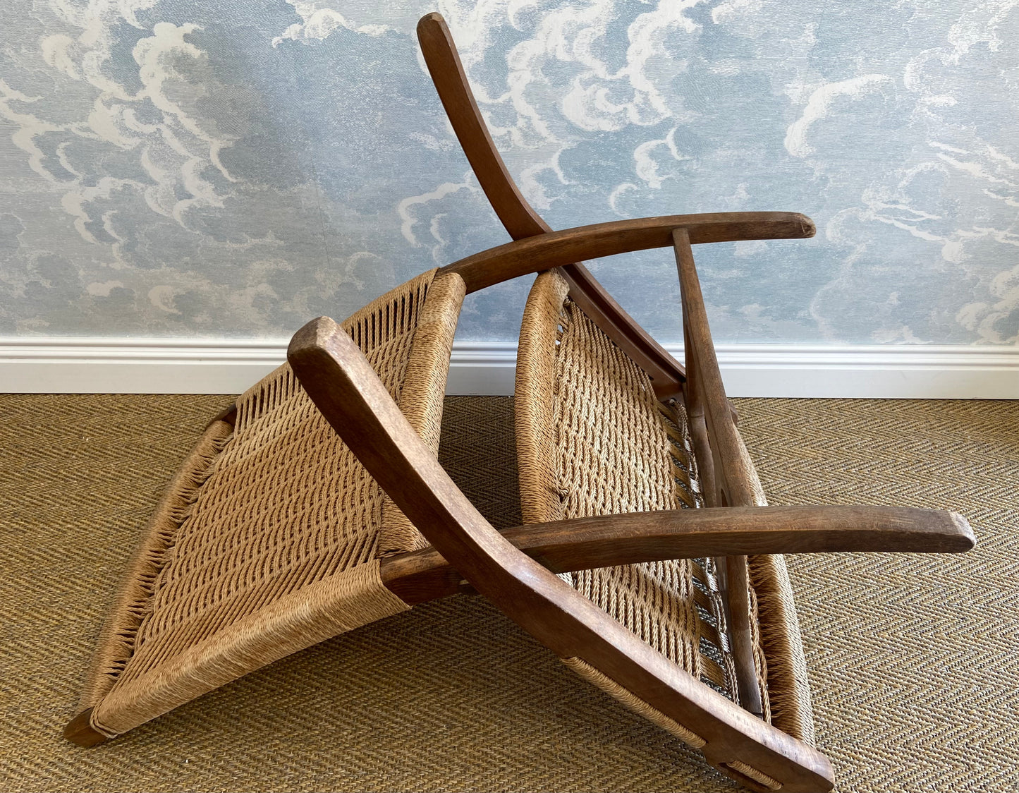 Ebert Wels Folding Chair, UK 1960's, In The Style Of Hans J. Wegner's Rope Chair PP-512