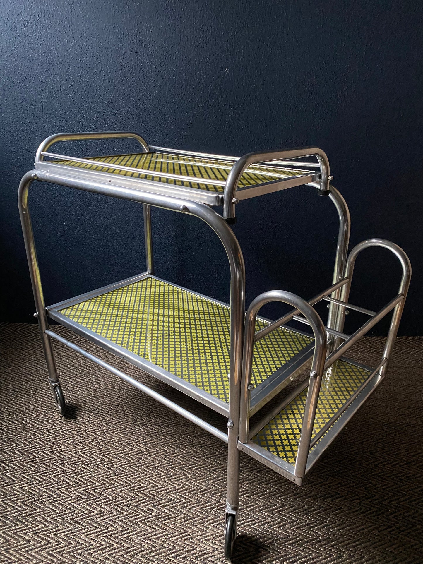 Art Deco Bar Cart / Trolley, Bauhaus, France 1940s, Attr. Jacques Adnet
