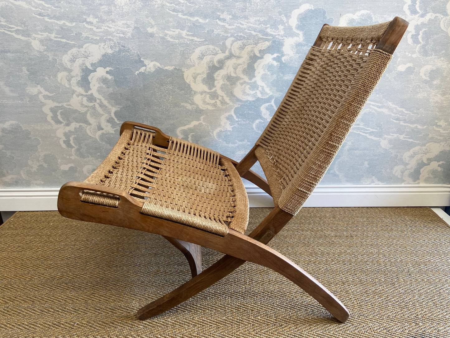 Ebert Wels Folding Chair, UK 1960's, In The Style Of Hans J. Wegner's Rope Chair PP-512
