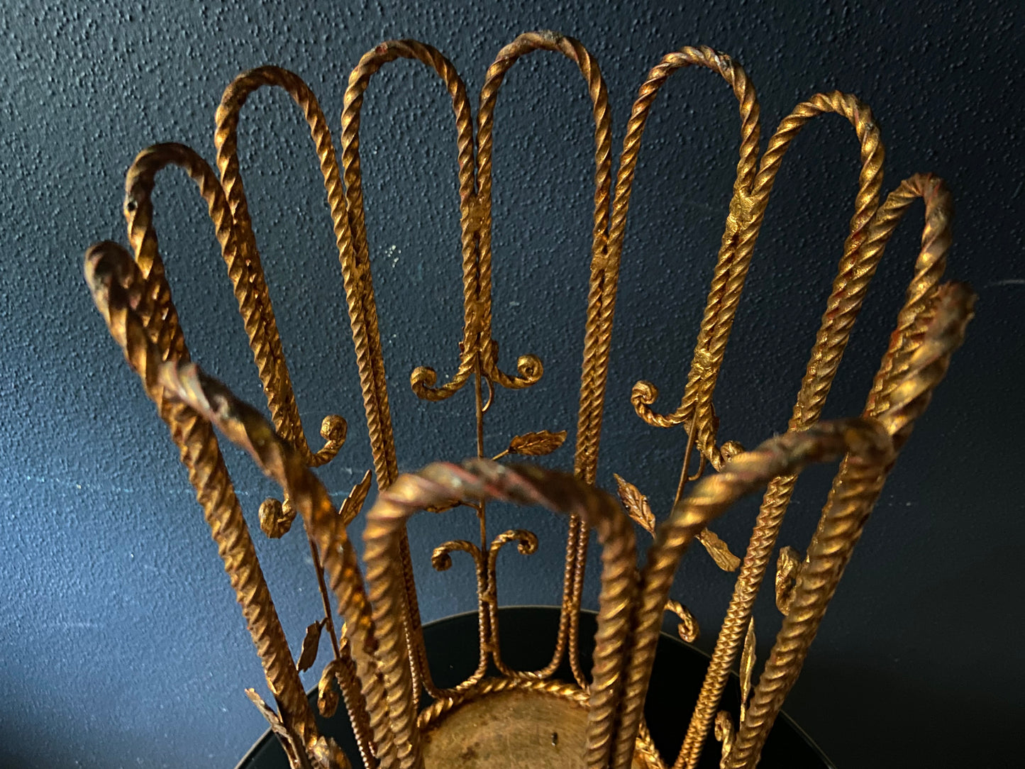 1960's Roped Umbrella Stand in Brass with Leaves