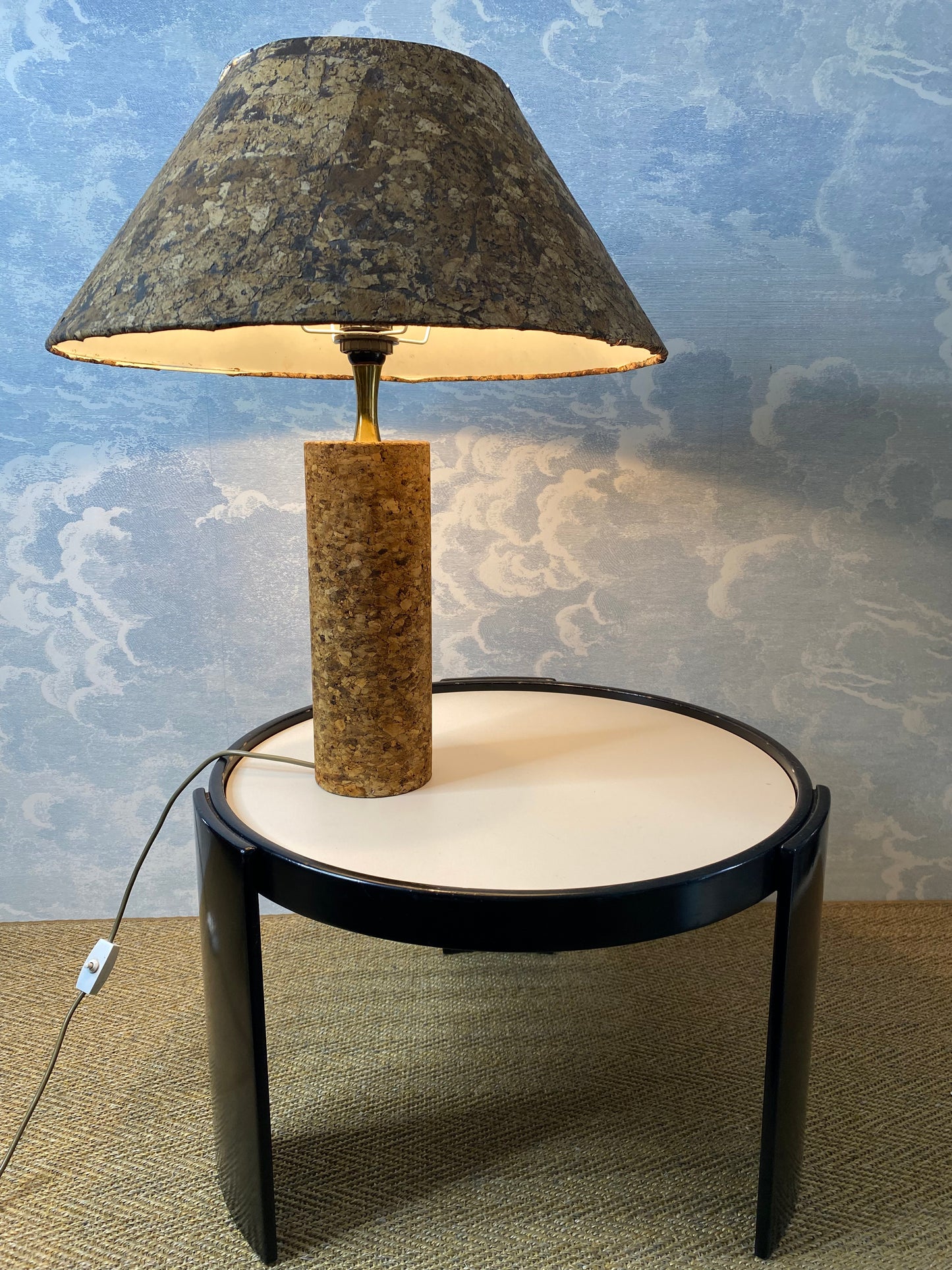 Mid Century Modern Cork Table Lamp, Italy, 1970s