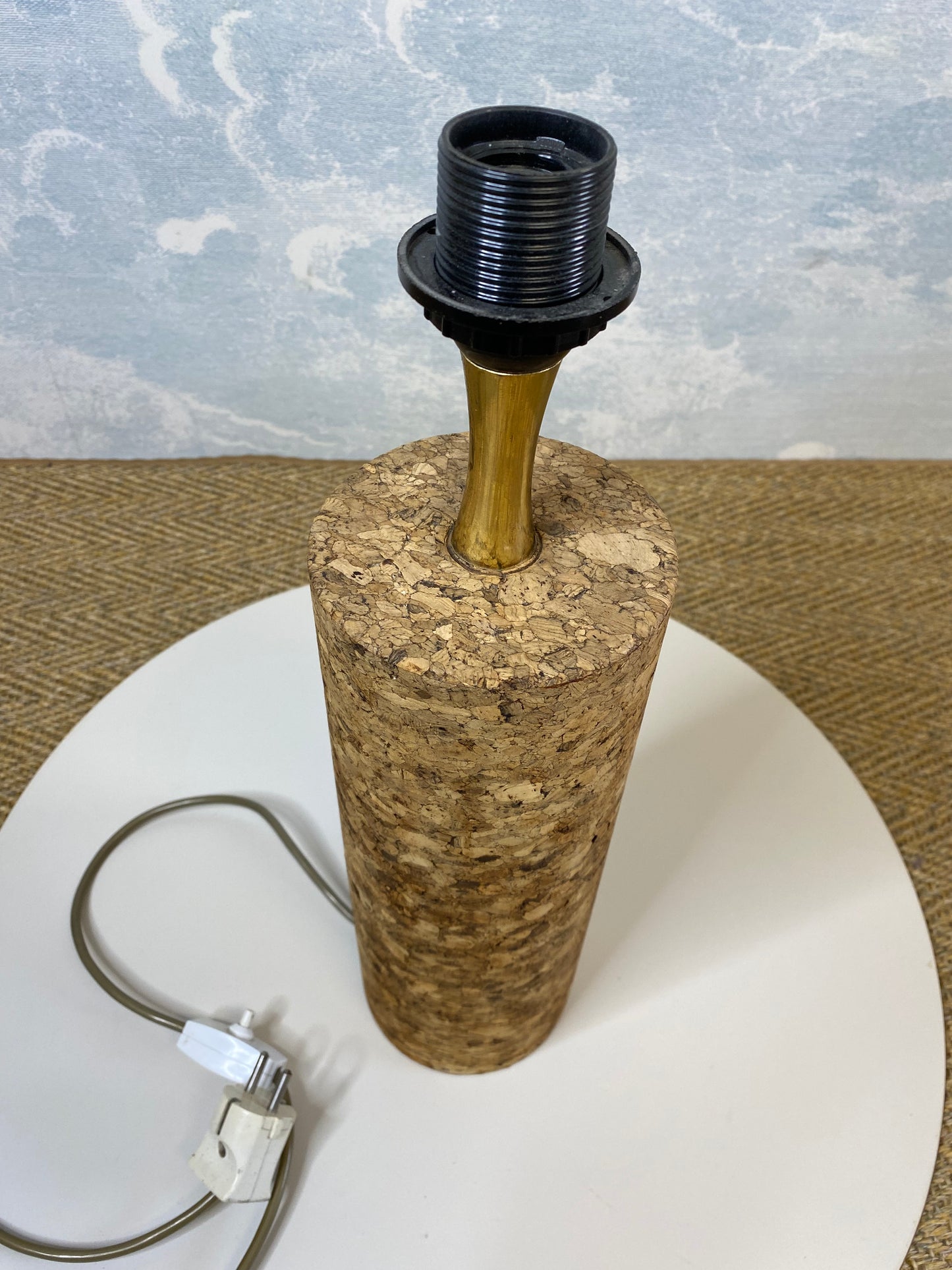 Mid Century Modern Cork Table Lamp, Italy, 1970s