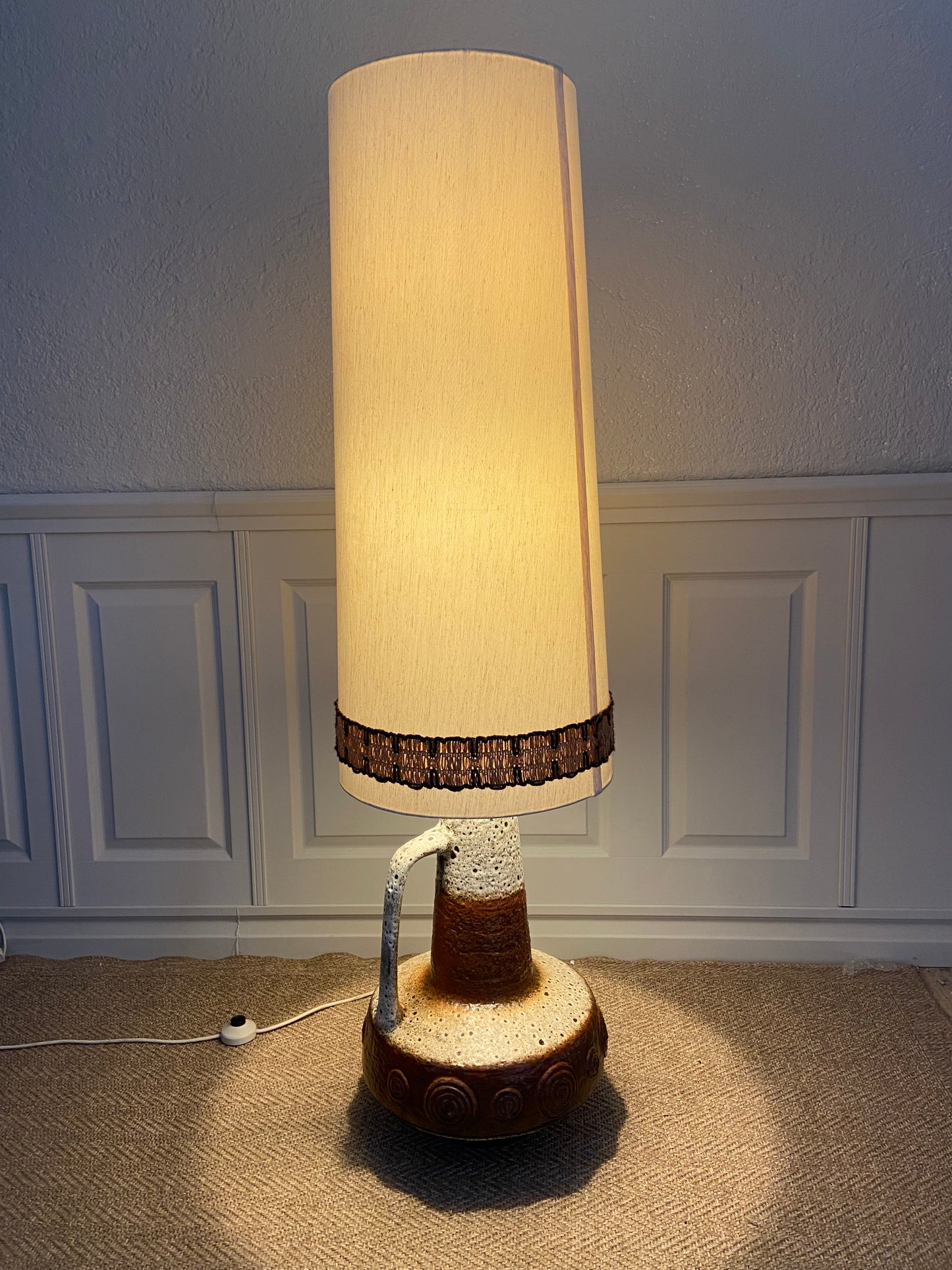 XL Floor Lamp by Hustadt Leuchten, Studio Ceramic, 70s, Mid-Century, Vintage, Brutalist, Fat Lava