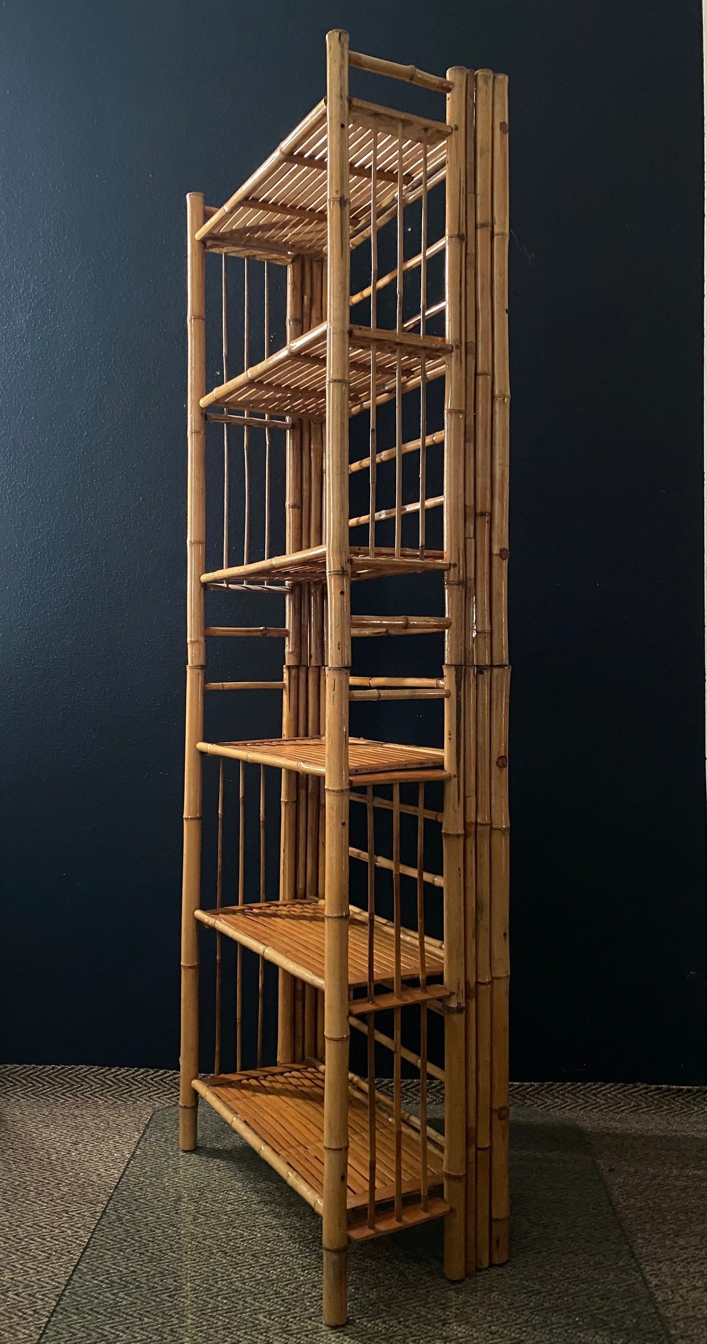 Stackable & Foldable Bamboo Shelving Unit, Italy, 1960s
