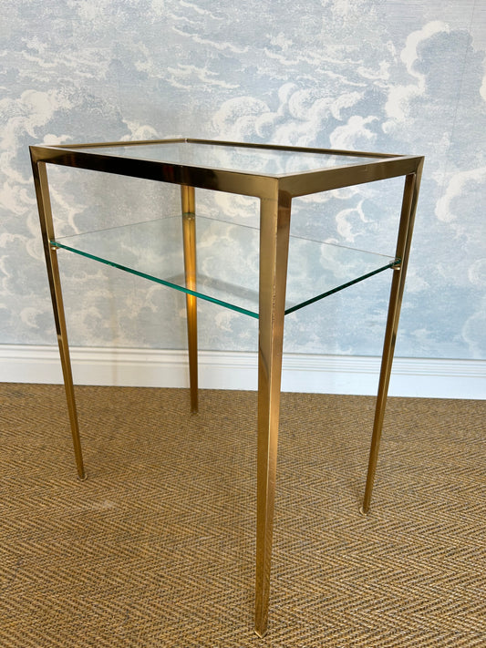 2-Tiered Brass Side Table by Vereinigte Werkstätten, Germany 1960's