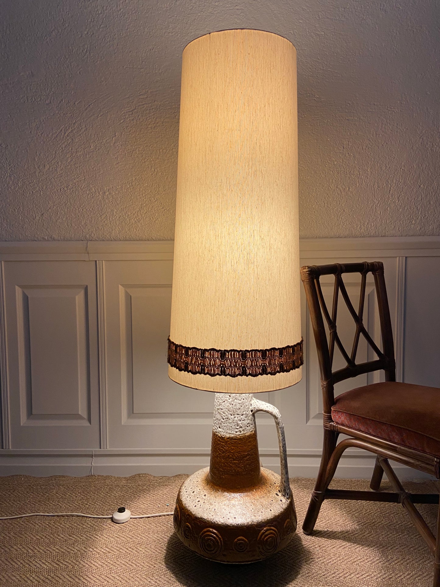 XL Floor Lamp by Hustadt Leuchten, Studio Ceramic, 70s, Mid-Century, Vintage, Brutalist, Fat Lava