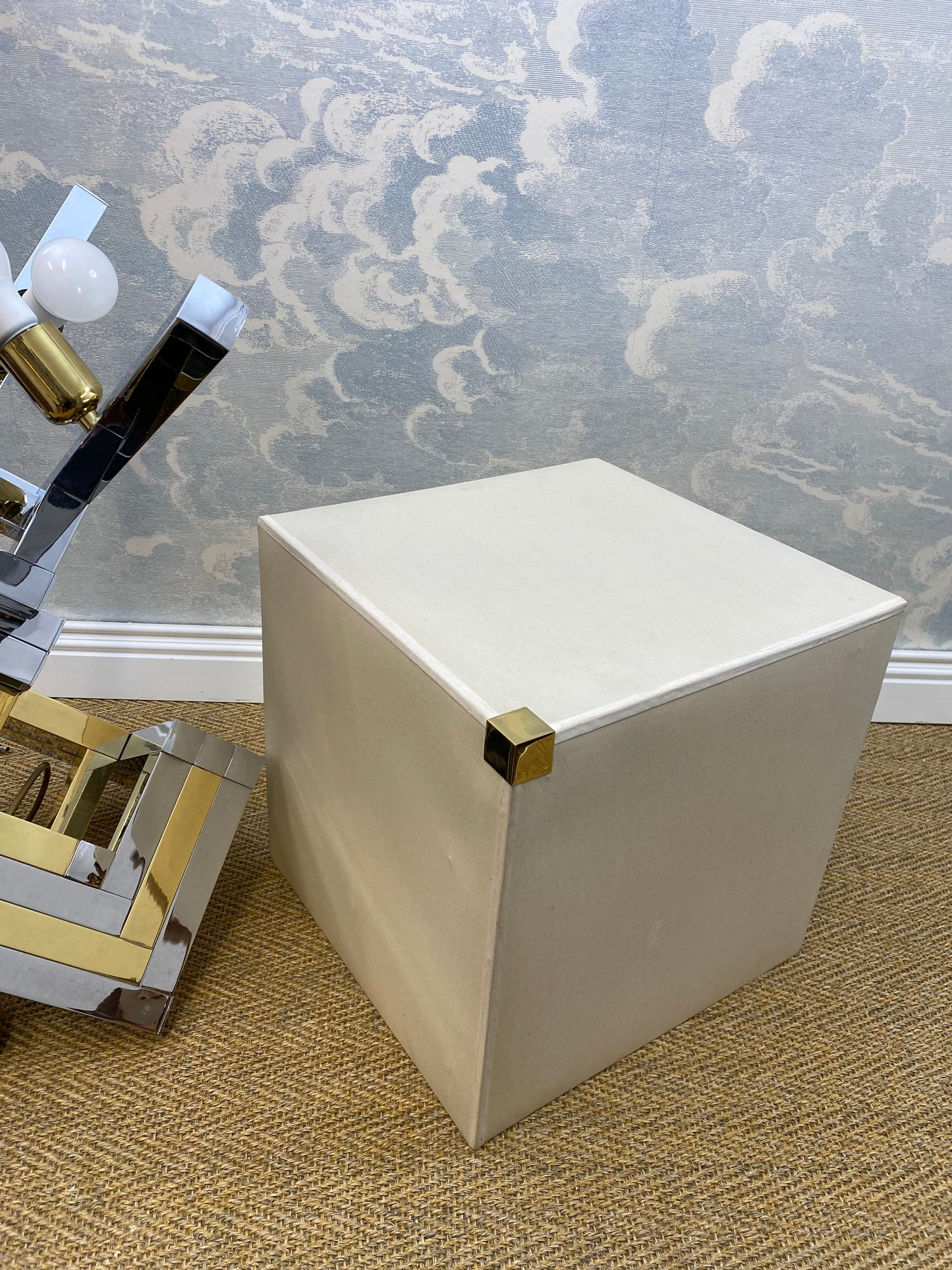XXL Bi-Color Table Lamp in Chrome and Brass in Style of Willy Rizzo / Romeo Rega