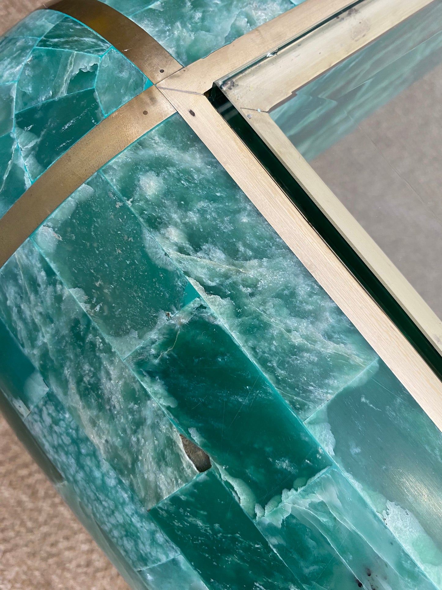 Tessellated Marble Lounge Table by Casa Bique 1970s Hollywood Regency (Karl Springer style)