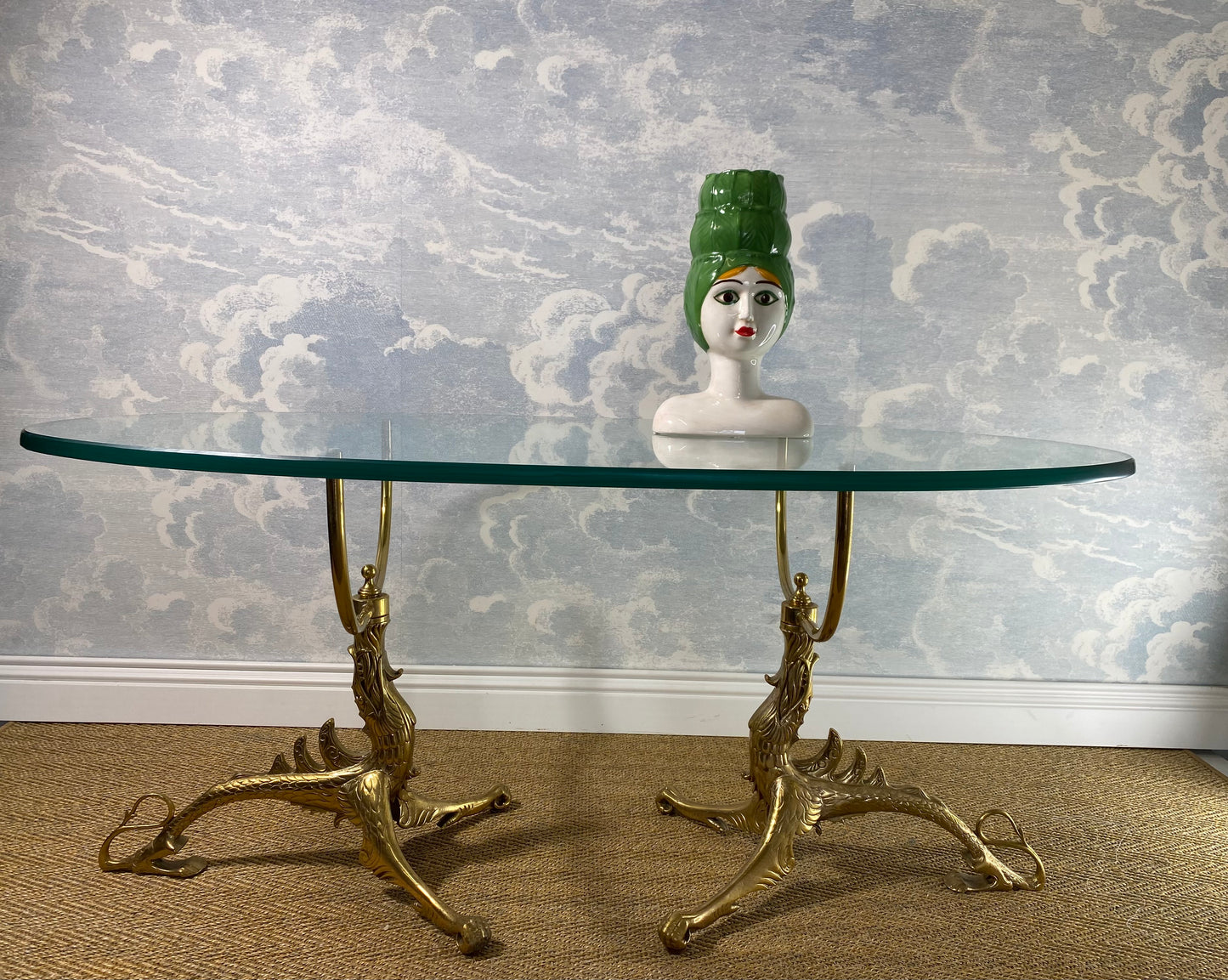 Pair of Dragon-Shaped Bases in Brass for Coffee Table, Mid-Century Modern