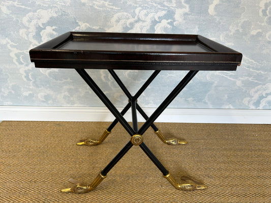 Tooled Leather Top Side Table by Maitland Smith, Hollywood Regency, Mid-Century