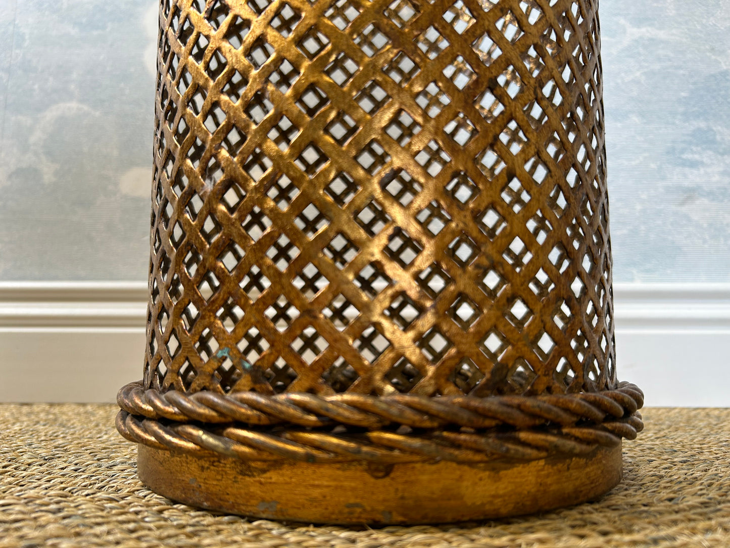 Gilded Umbrella Stand / Waste Paper Basket by Li Puma Firenze, Italy, 1950's Hollywood Regency