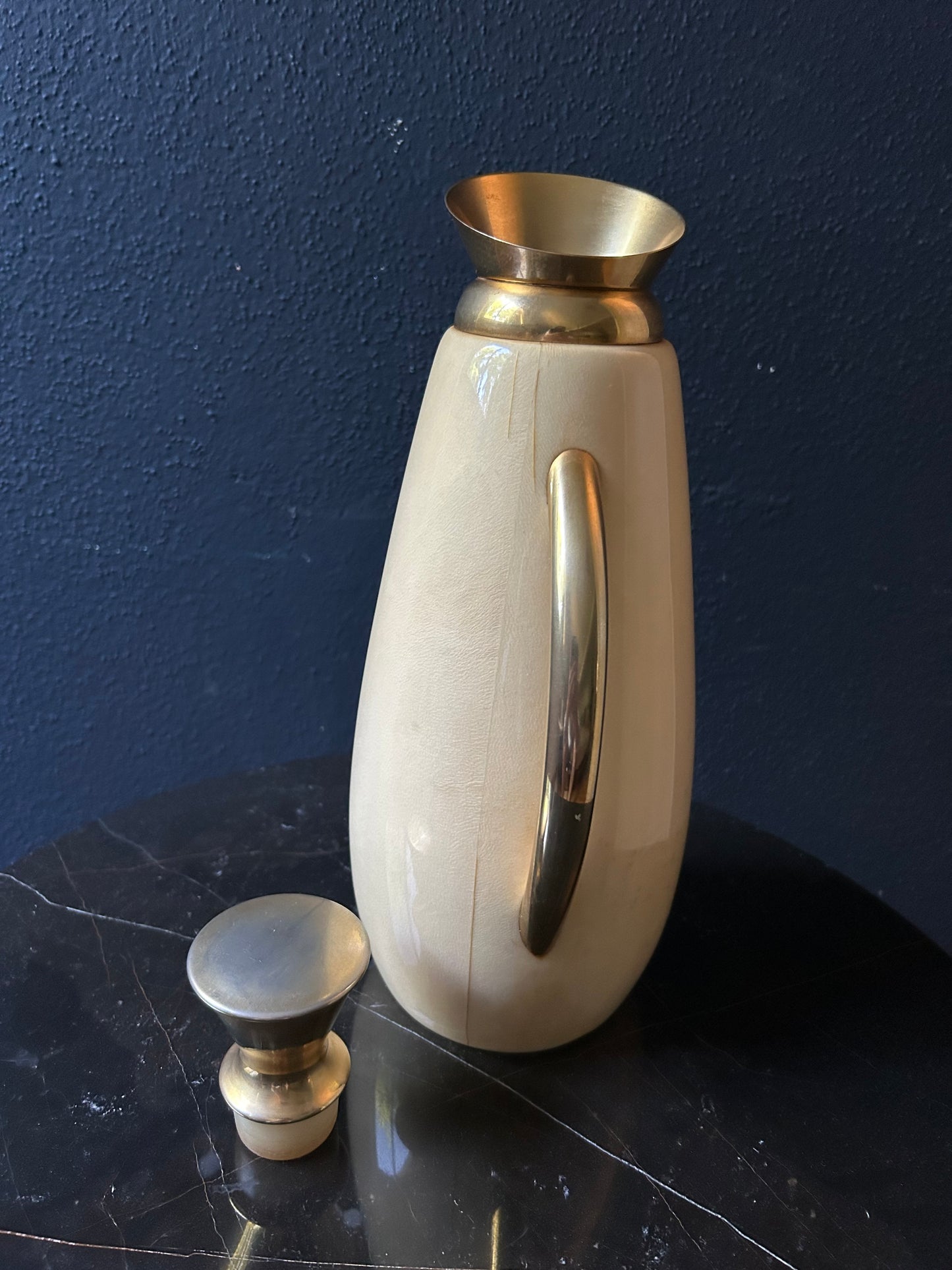 White Aldo Tura Thermos Carafe, Italy, 1960's, Hollywood Regency