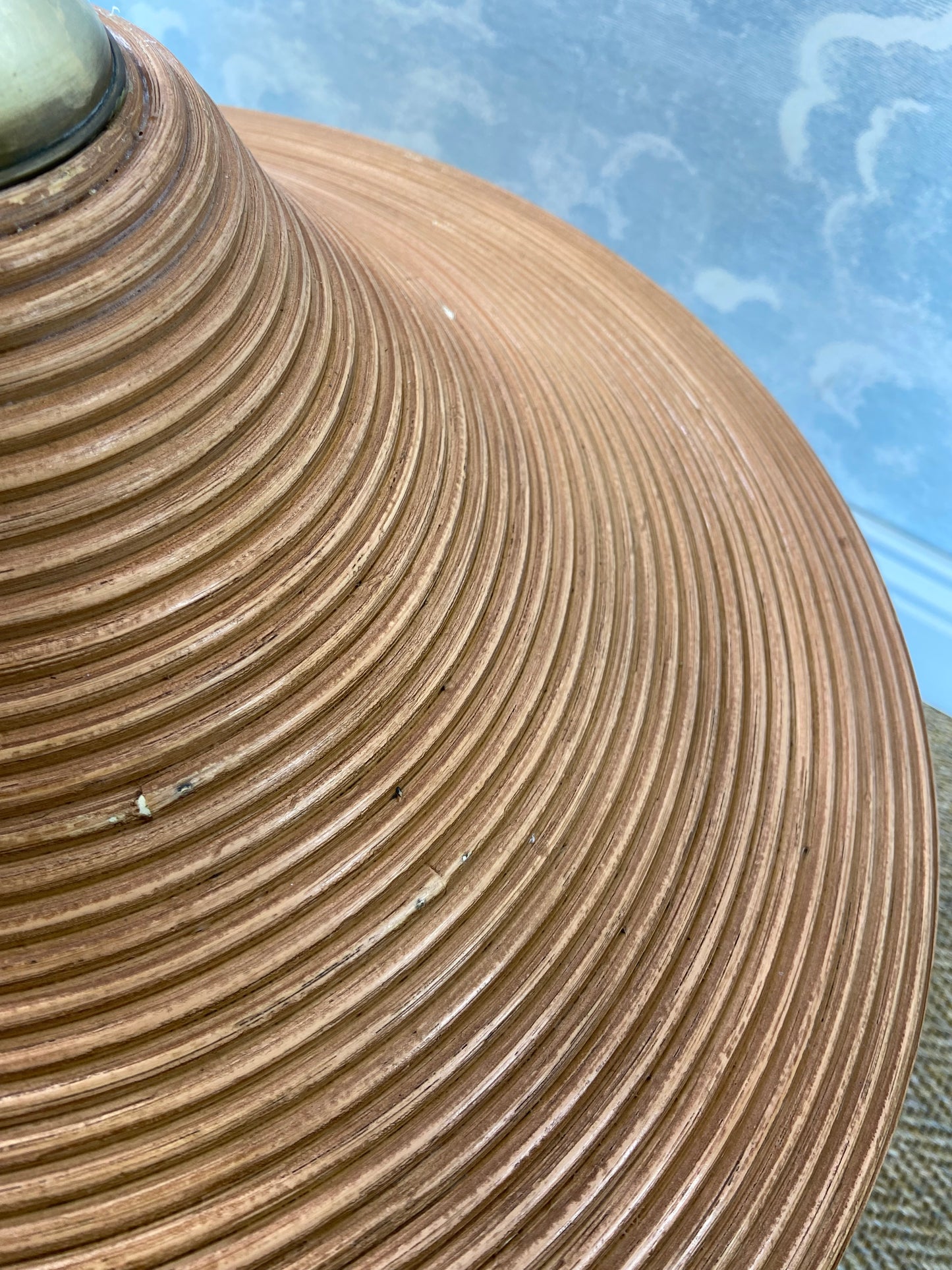 Pencil Reed Pendant Lamp with Extendable Brass Rod, Italy, Mid-Century Modern