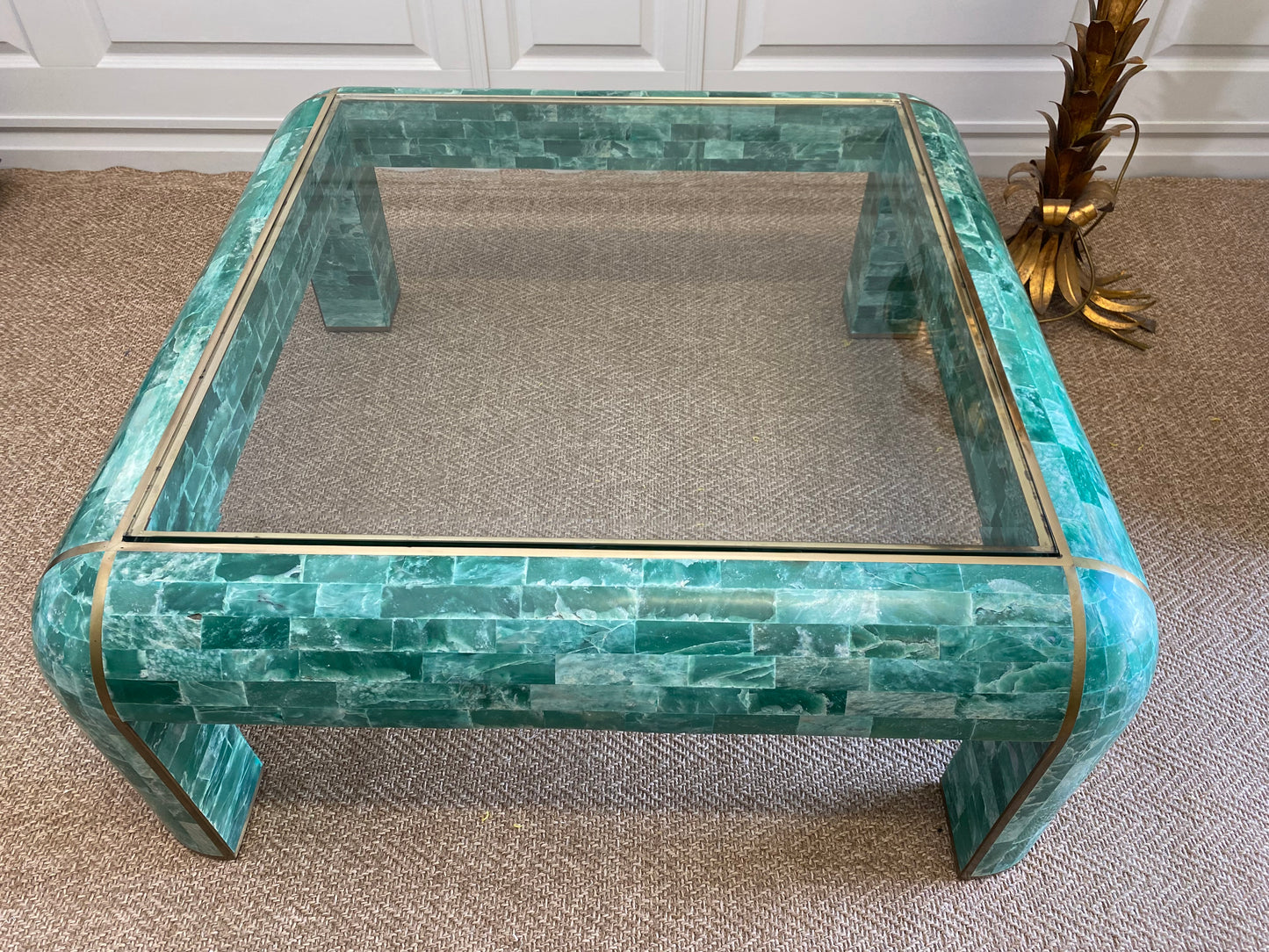 Tessellated Marble Lounge Table by Casa Bique 1970s Hollywood Regency (Karl Springer style)