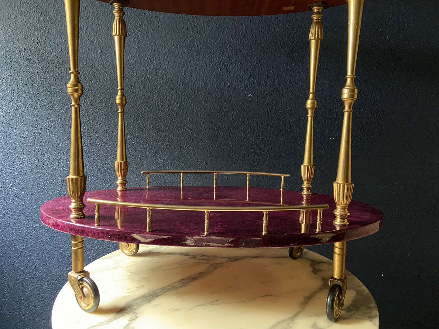 Super Rare!!! Petit Aldo Tura Bar Cart in Purple, Italy 1960s