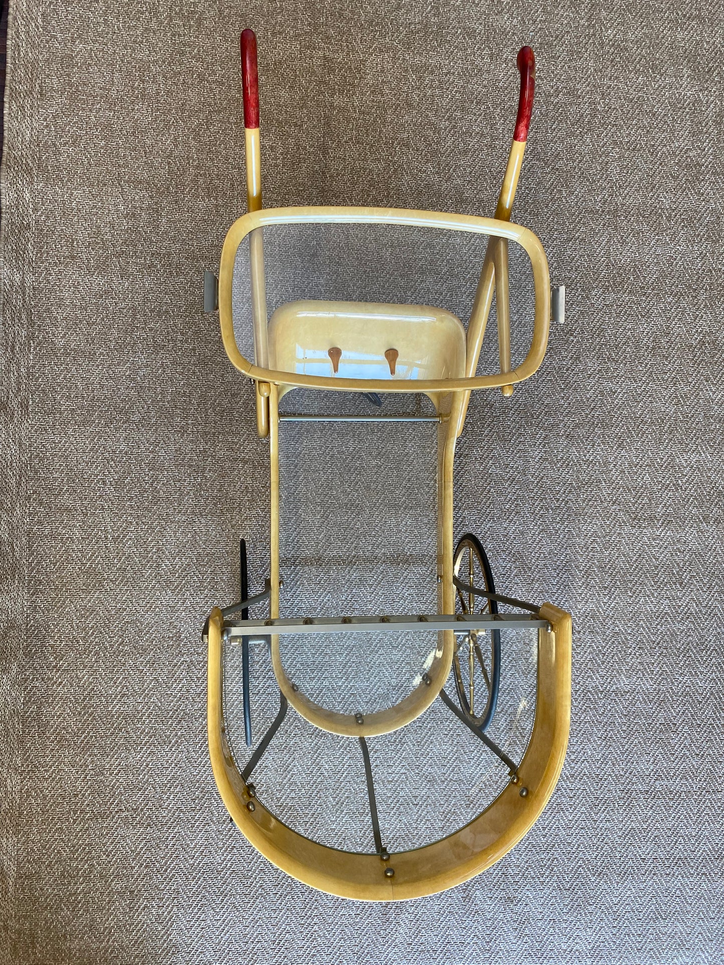 Cream Colored Aldo Tura Bar Cart Serving Trolly, Italy 1960s