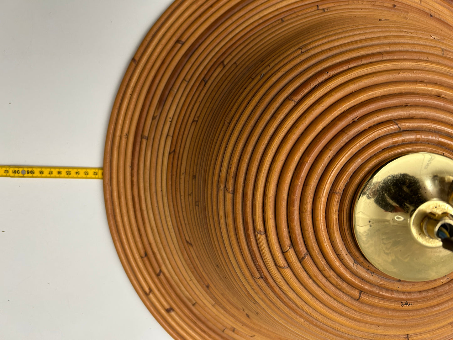 Bell-Shaped Pencil Reed Pendant Light, In The Style of Vivai Del Sud, Italy, 1960s