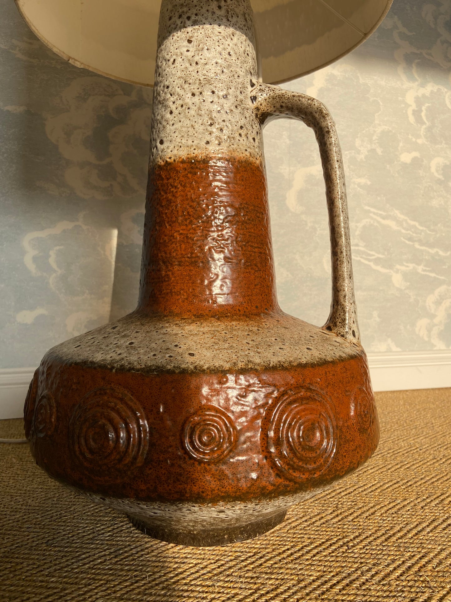 XL Floor Lamp by Hustadt Leuchten, Studio Ceramic, 70s, Mid-Century, Vintage, Brutalist, Fat Lava