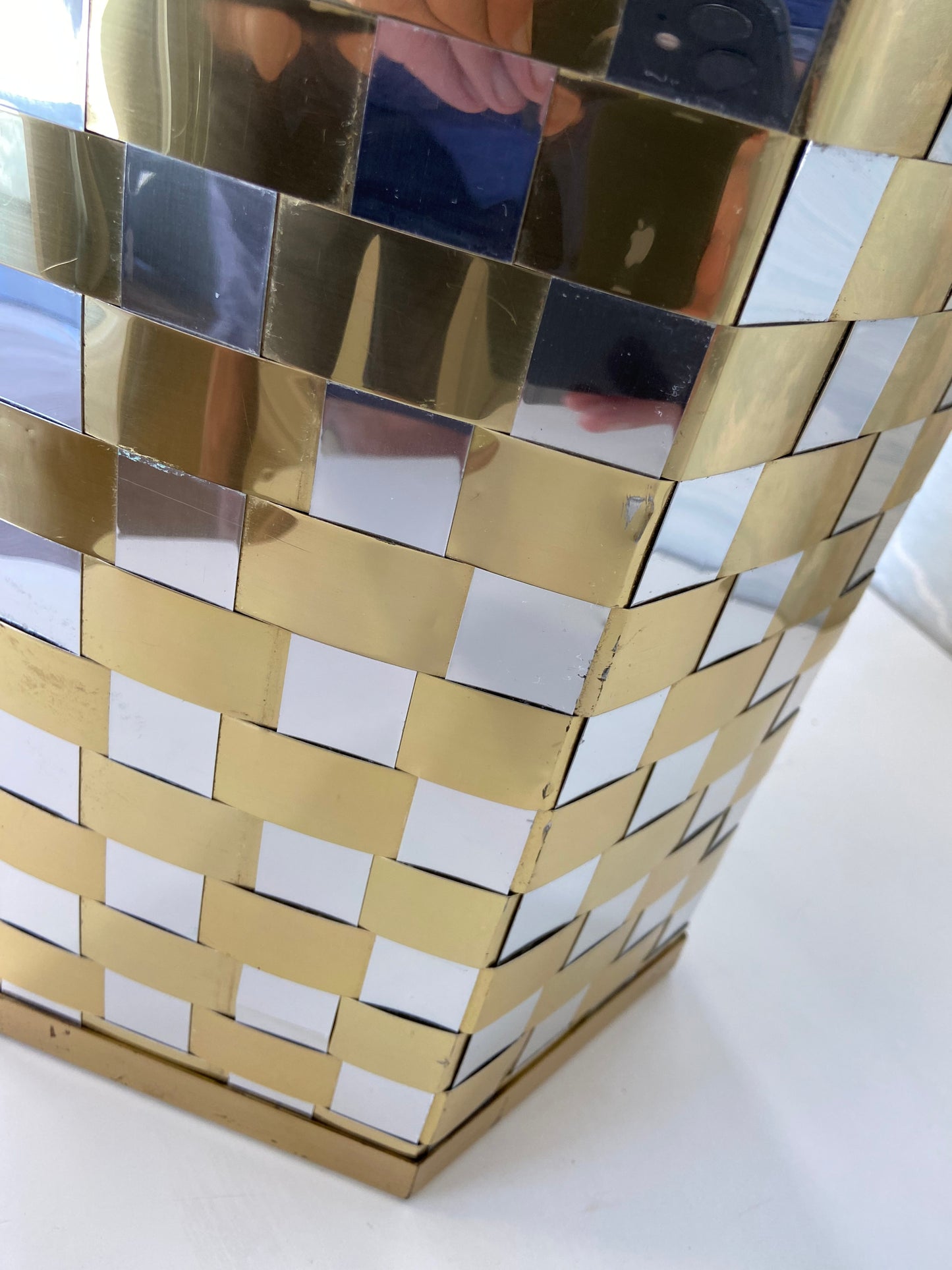 Willy Rizzo Style Italian Mid Century Hexagonal Bicolor Umbrella Stand 70s