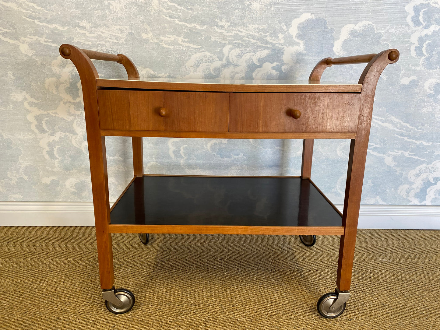 Scandinavian Modern Teak Serving Cart With Drawers, Sweden, 1950's