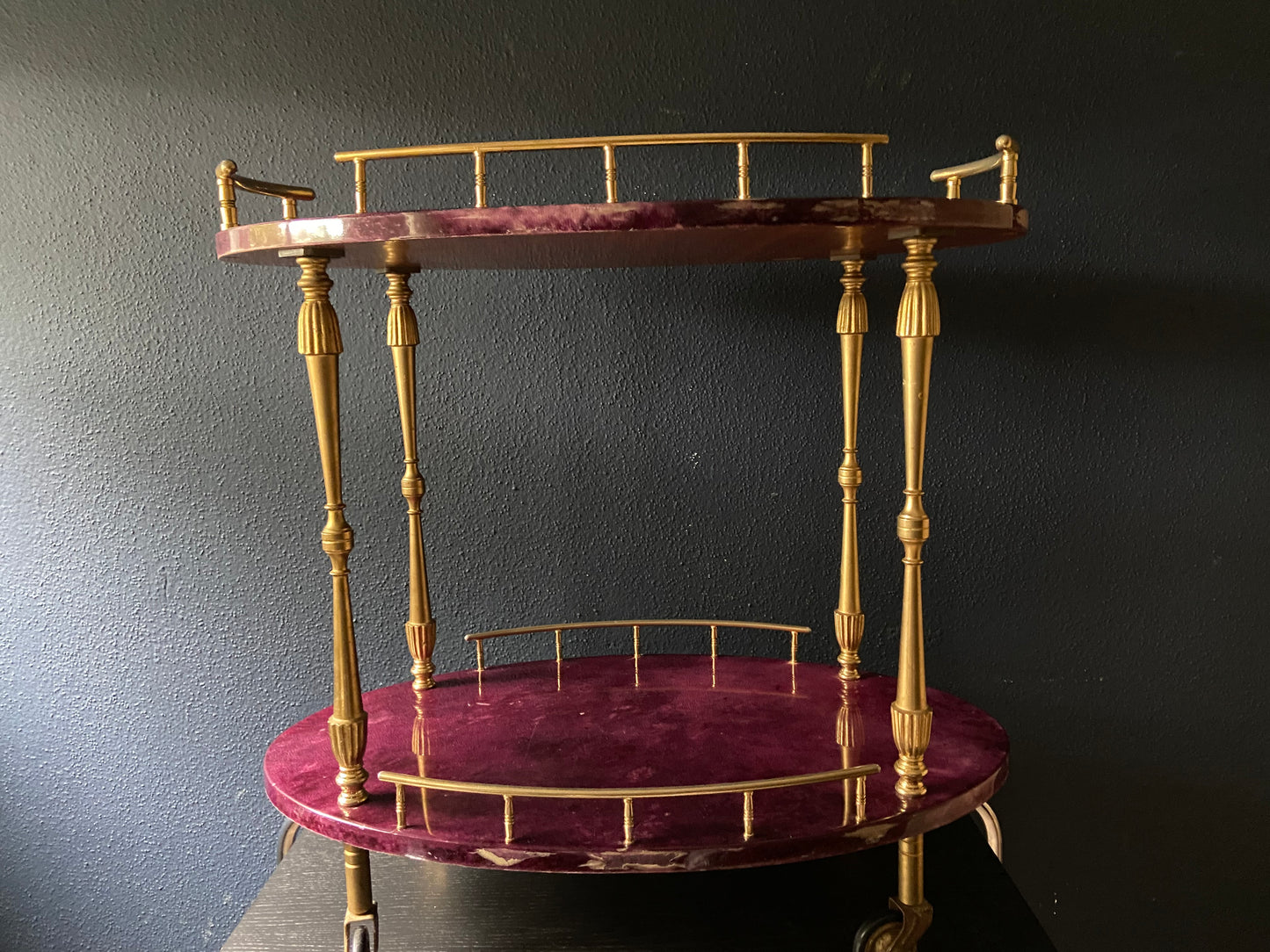 Super Rare!!! Petit Aldo Tura Bar Cart in Purple, Italy 1960s