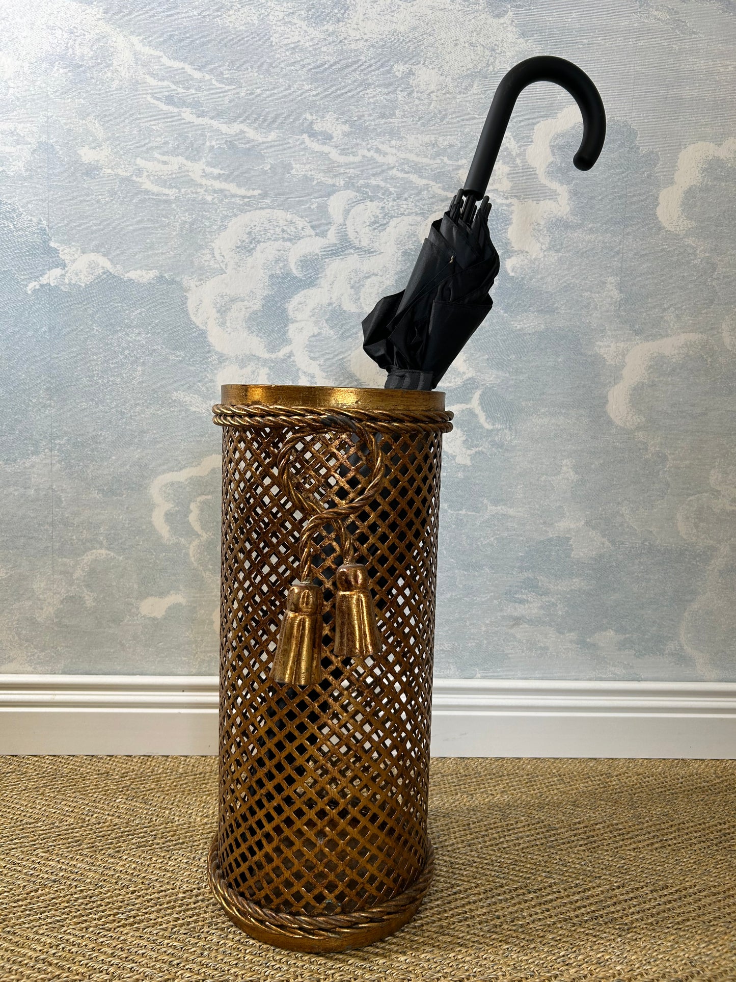 Gilded Umbrella Stand / Waste Paper Basket by Li Puma Firenze, Italy, 1950's Hollywood Regency