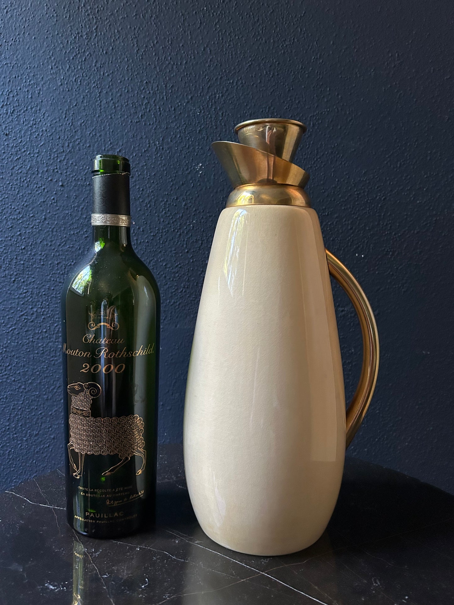 White Aldo Tura Thermos Carafe, Italy, 1960's, Hollywood Regency