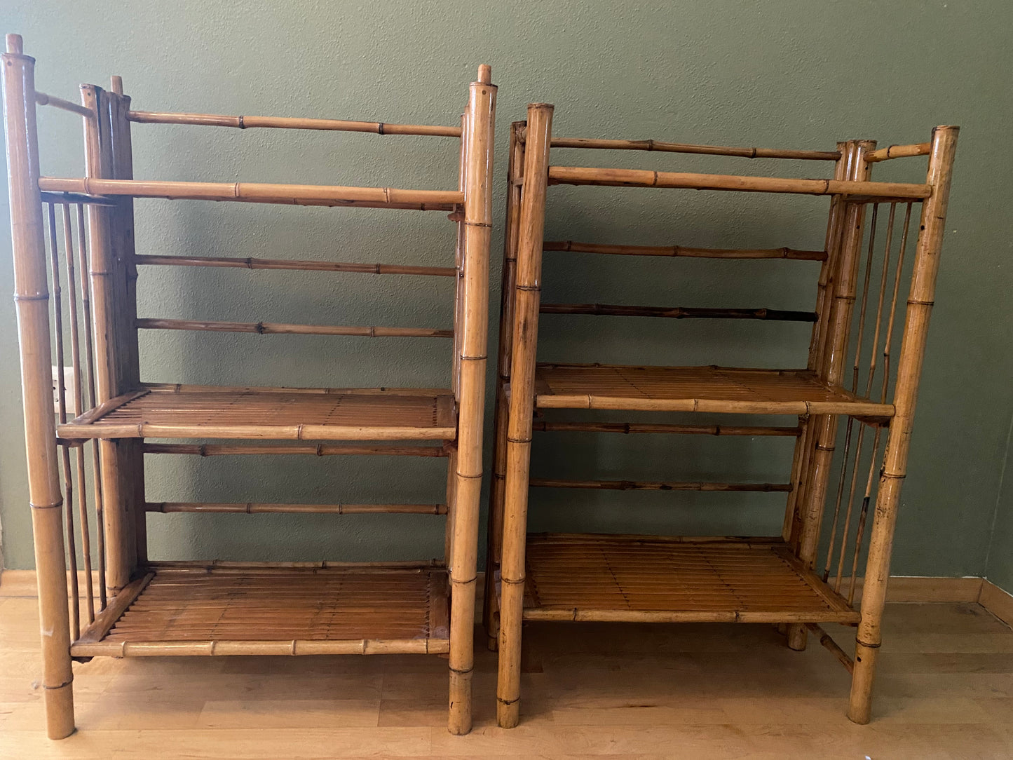 Stackable & Foldable Bamboo Shelving Unit, Italy, 1960s