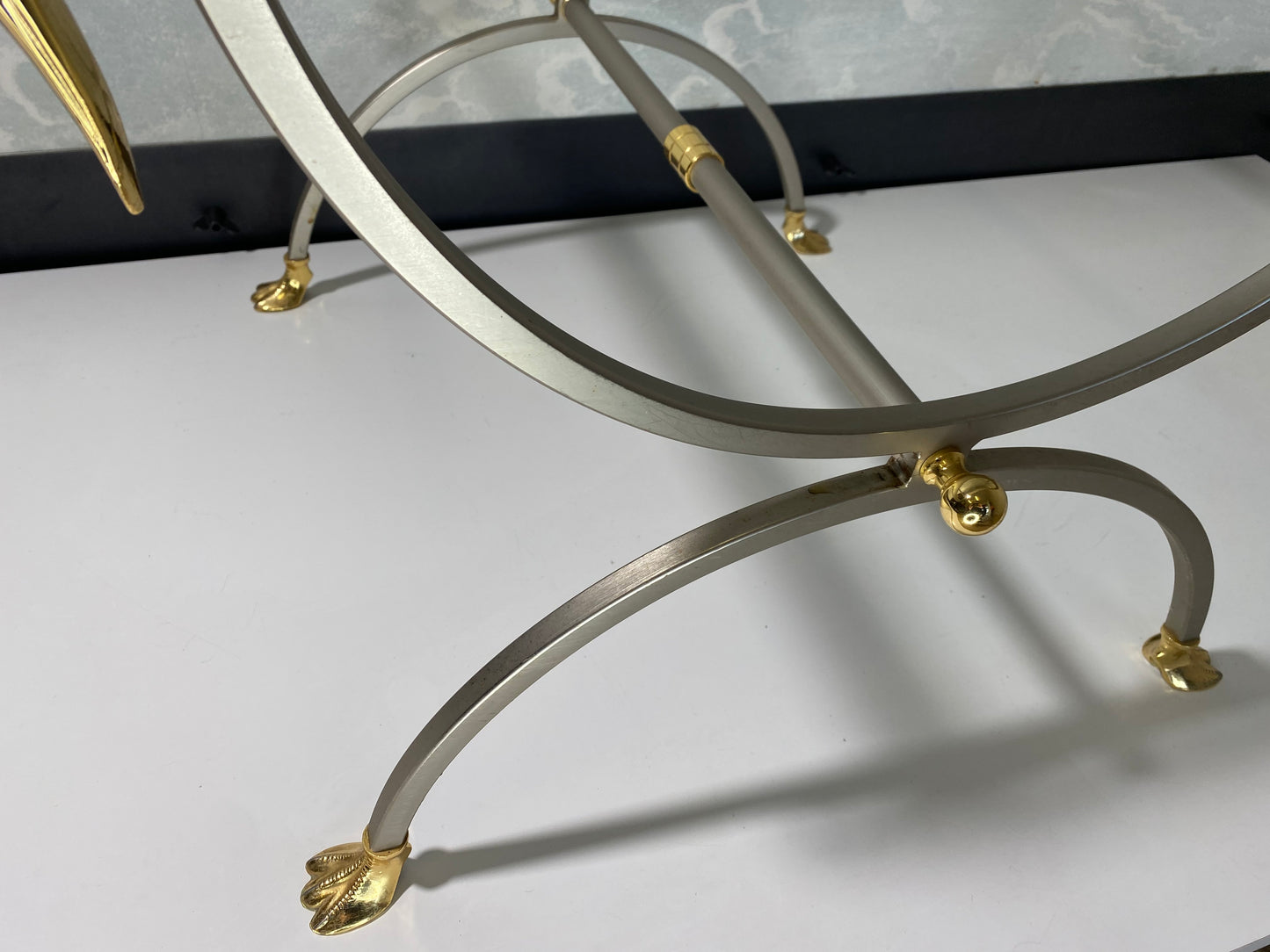 Maison Jansen Neoclassical Curule Side Tables, France, 1970s