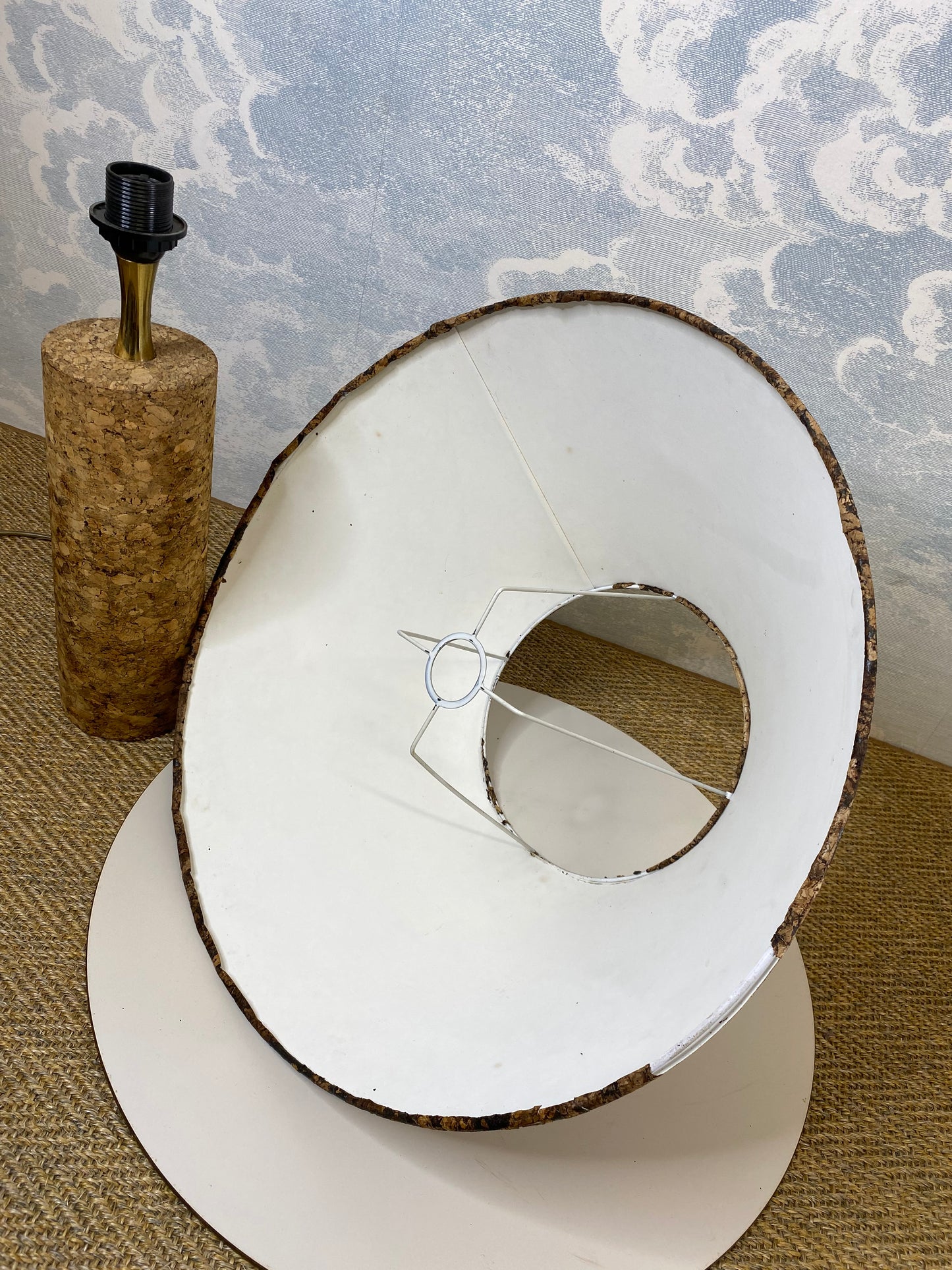 Mid Century Modern Cork Table Lamp, Italy, 1970s