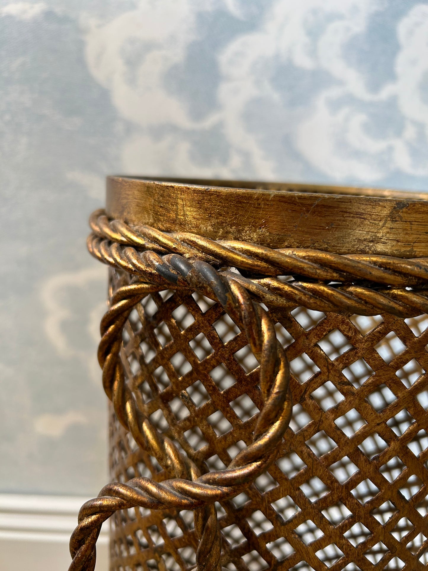 Gilded Umbrella Stand / Waste Paper Basket by Li Puma Firenze, Italy, 1950's Hollywood Regency