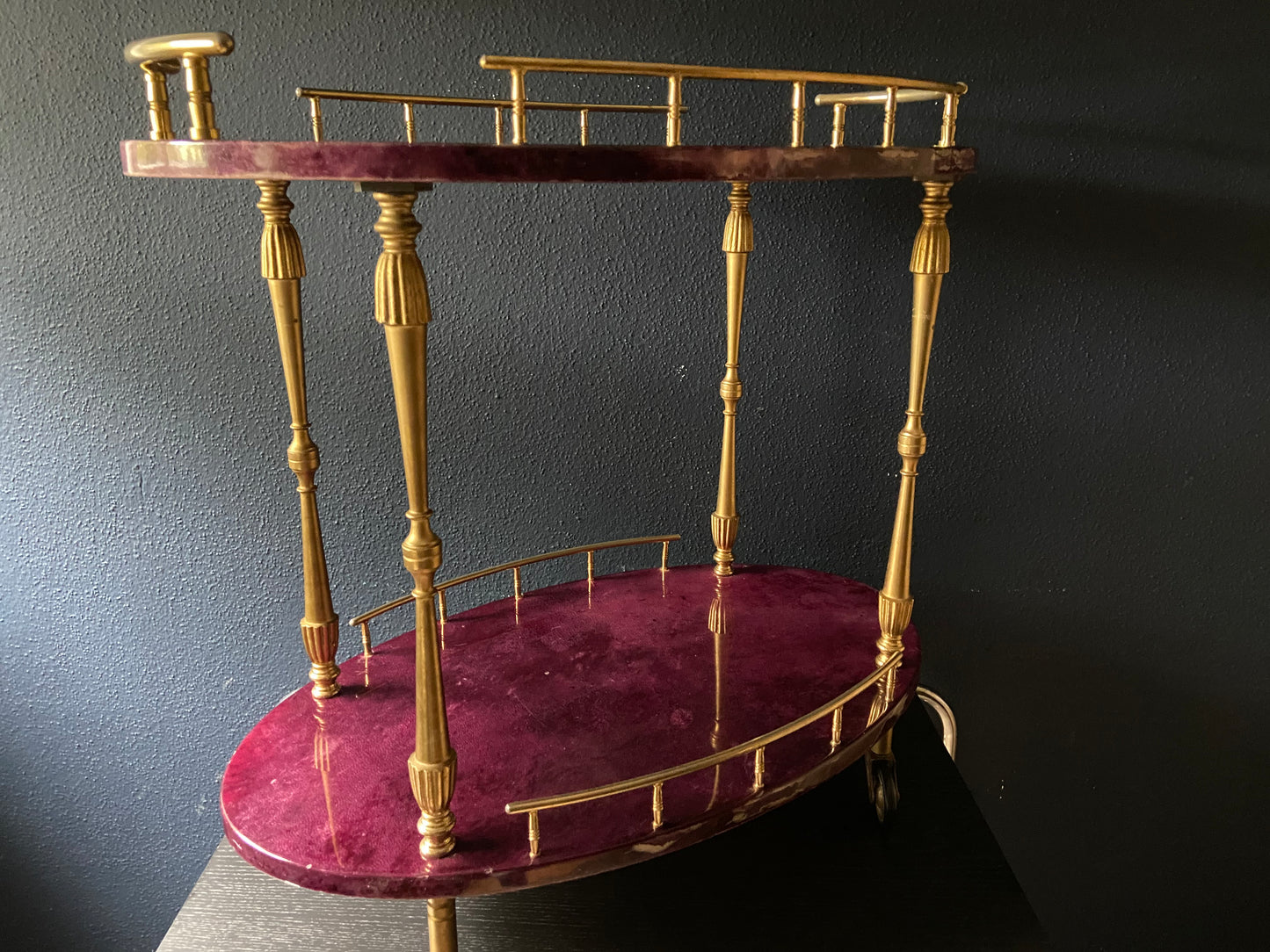 Super Rare!!! Petit Aldo Tura Bar Cart in Purple, Italy 1960s