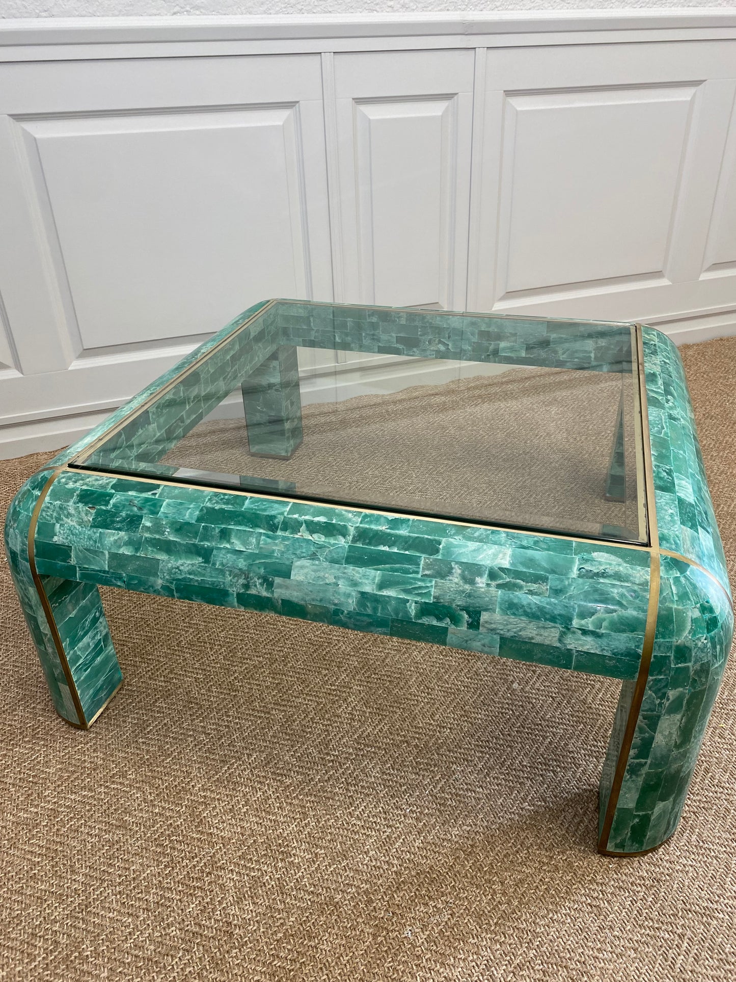 Tessellated Marble Lounge Table by Casa Bique 1970s Hollywood Regency (Karl Springer style)